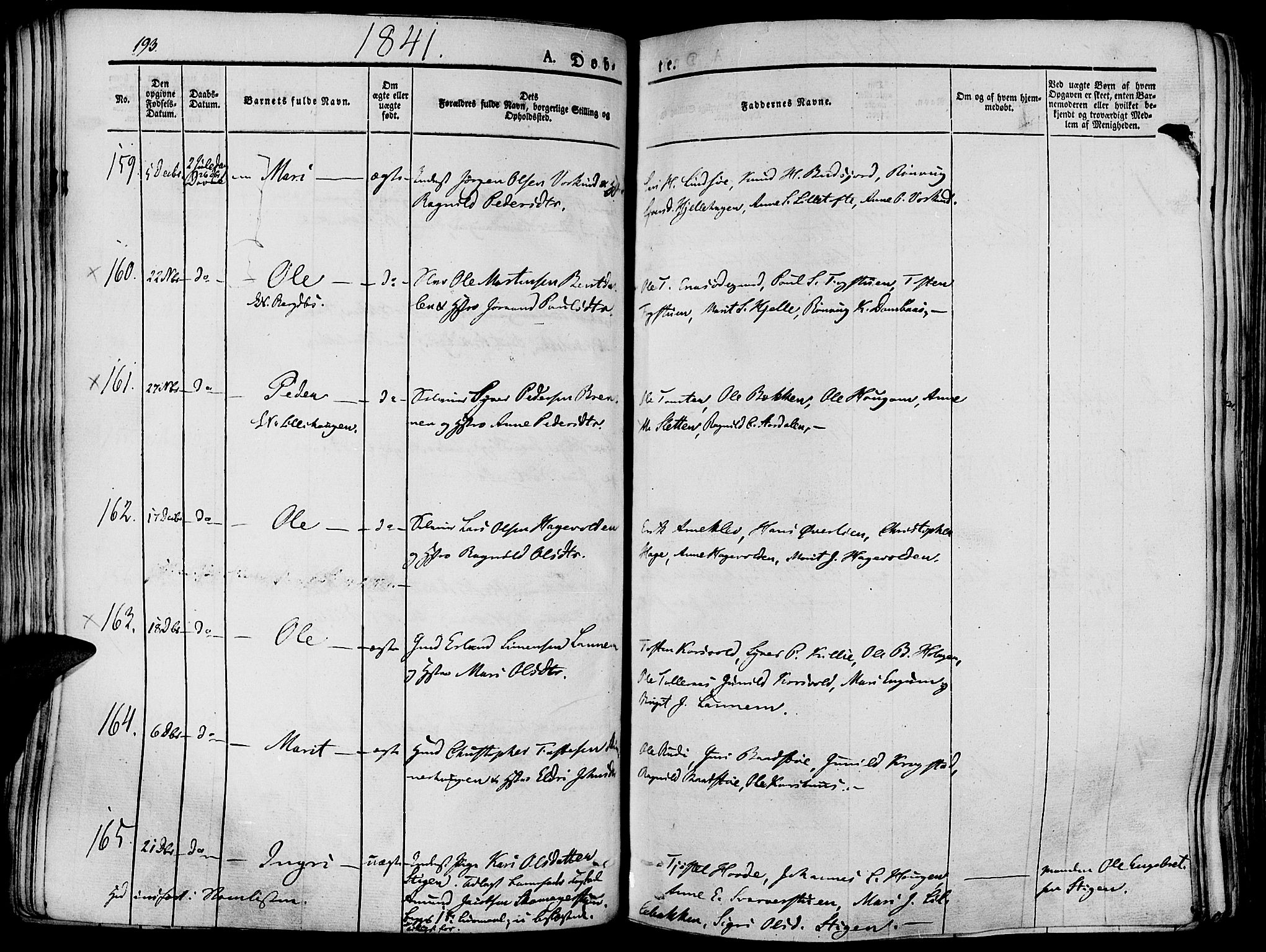 Lesja prestekontor, SAH/PREST-068/H/Ha/Haa/L0005: Parish register (official) no. 5, 1830-1842, p. 193
