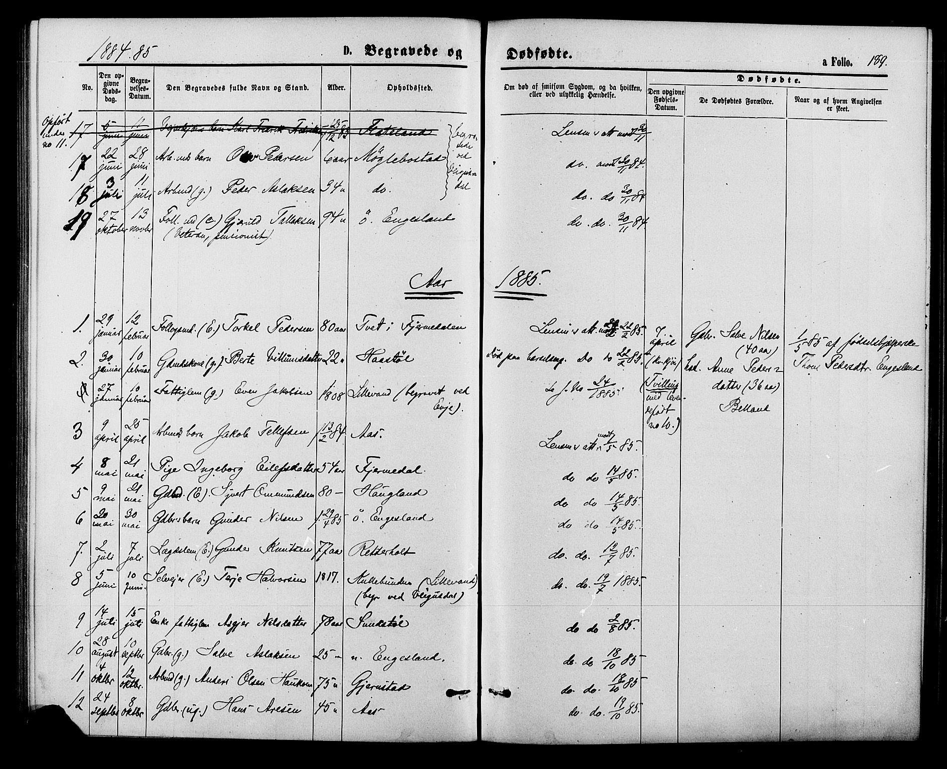 Herefoss sokneprestkontor, SAK/1111-0019/F/Fa/Fab/L0003: Parish register (official) no. A 3, 1875-1886, p. 189