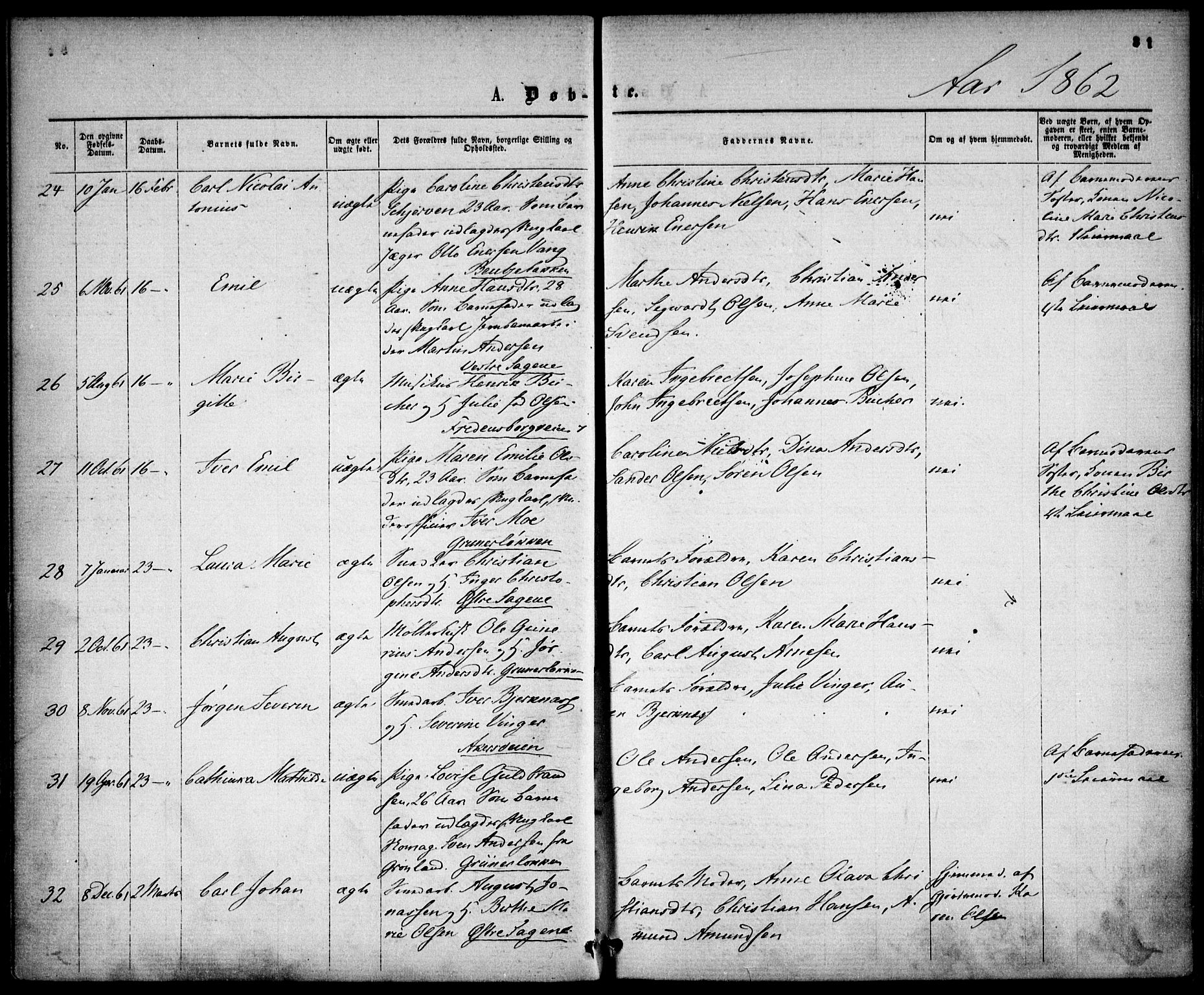 Gamle Aker prestekontor Kirkebøker, SAO/A-10617a/F/L0001: Parish register (official) no. 1, 1861-1865, p. 31
