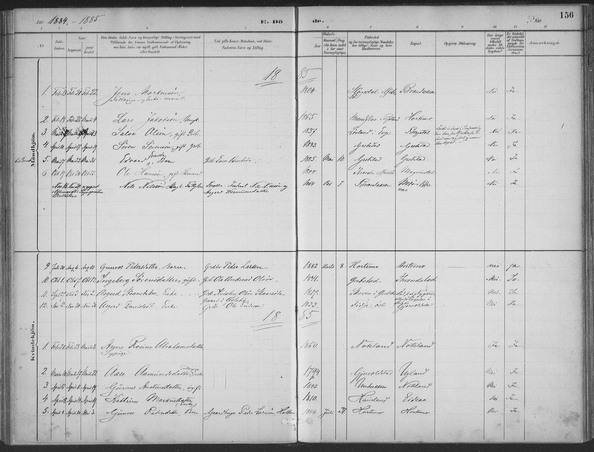 Søgne sokneprestkontor, SAK/1111-0037/F/Fa/Faa/L0003: Parish register (official) no. A 3, 1883-1910, p. 156