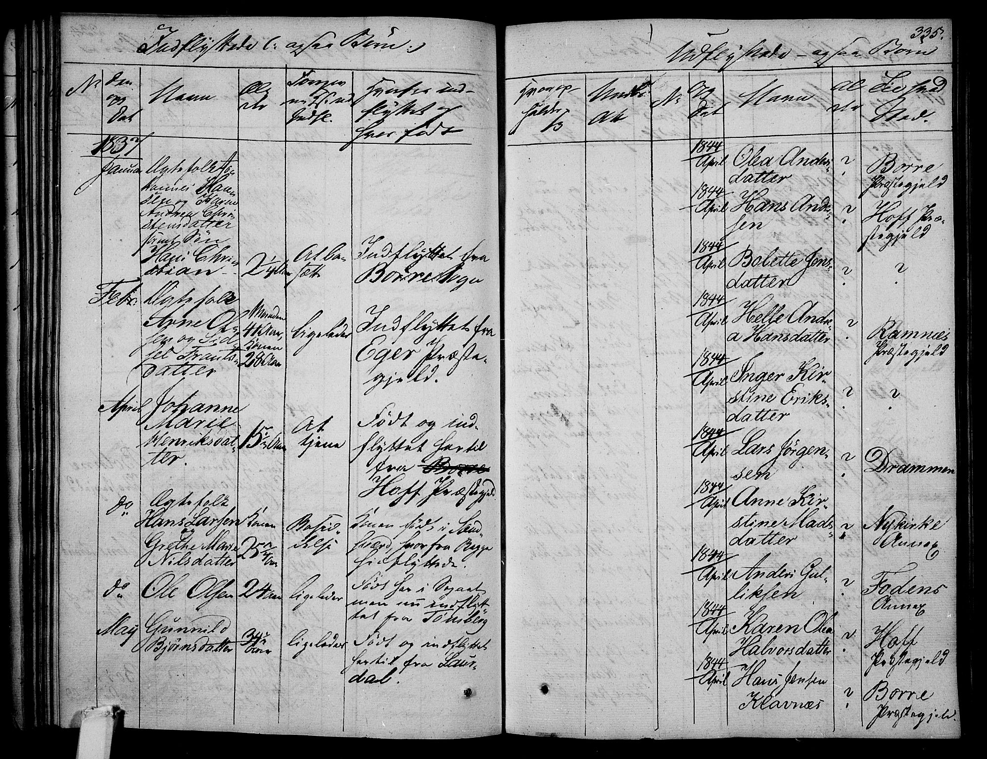 Våle kirkebøker, AV/SAKO-A-334/F/Fa/L0008: Parish register (official) no. I 8, 1824-1844, p. 335