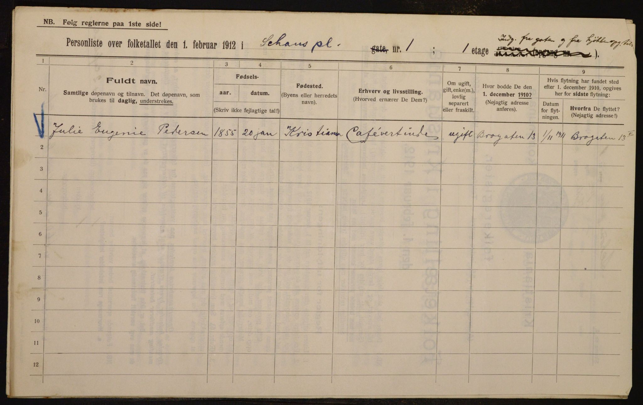 OBA, Municipal Census 1912 for Kristiania, 1912, p. 90509