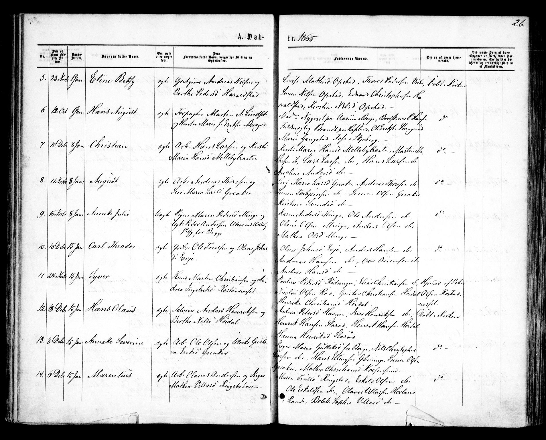Tune prestekontor Kirkebøker, SAO/A-2007/F/Fa/L0014: Parish register (official) no. 14, 1864-1868, p. 26