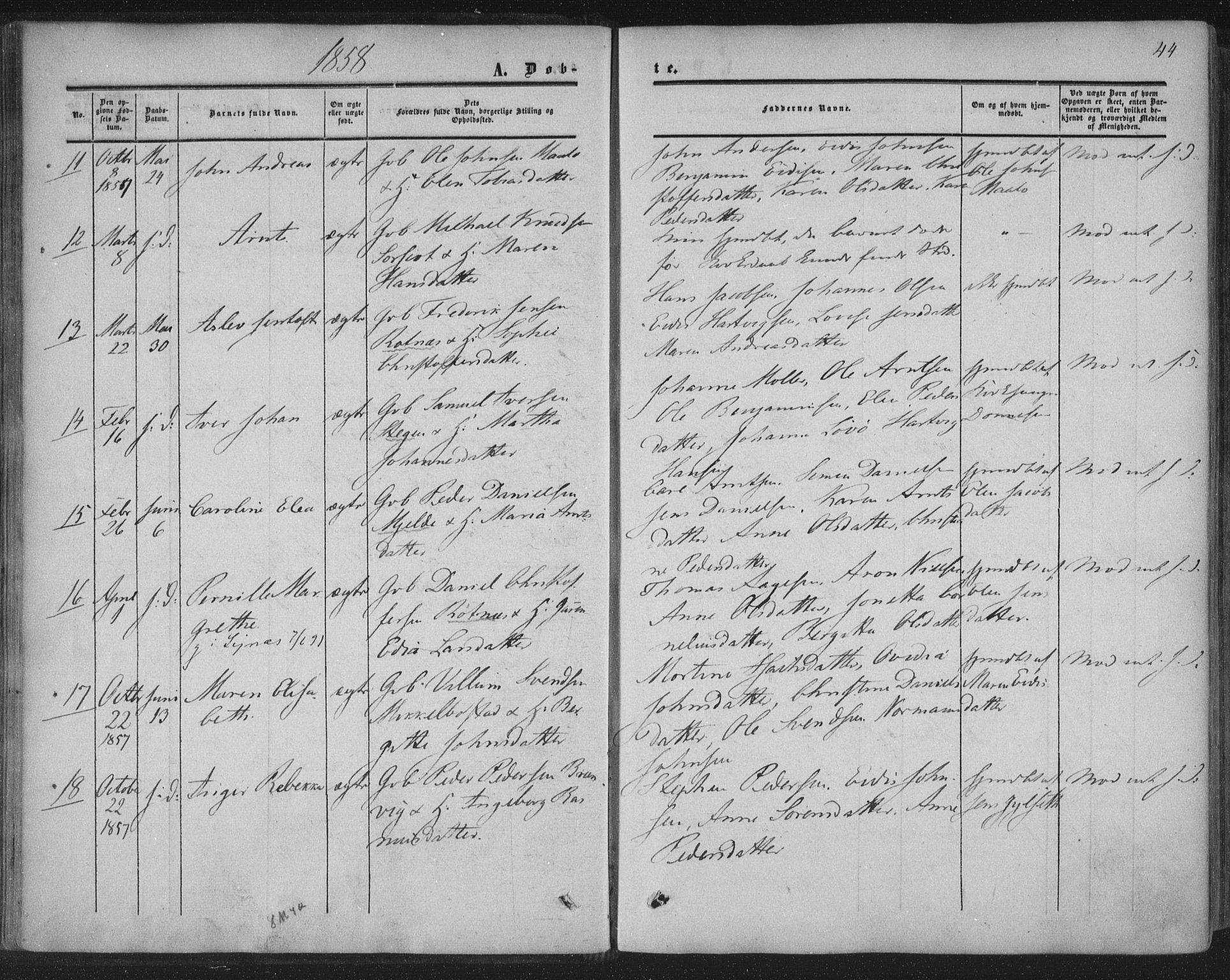 Ministerialprotokoller, klokkerbøker og fødselsregistre - Nordland, AV/SAT-A-1459/855/L0800: Parish register (official) no. 855A08, 1852-1864, p. 44