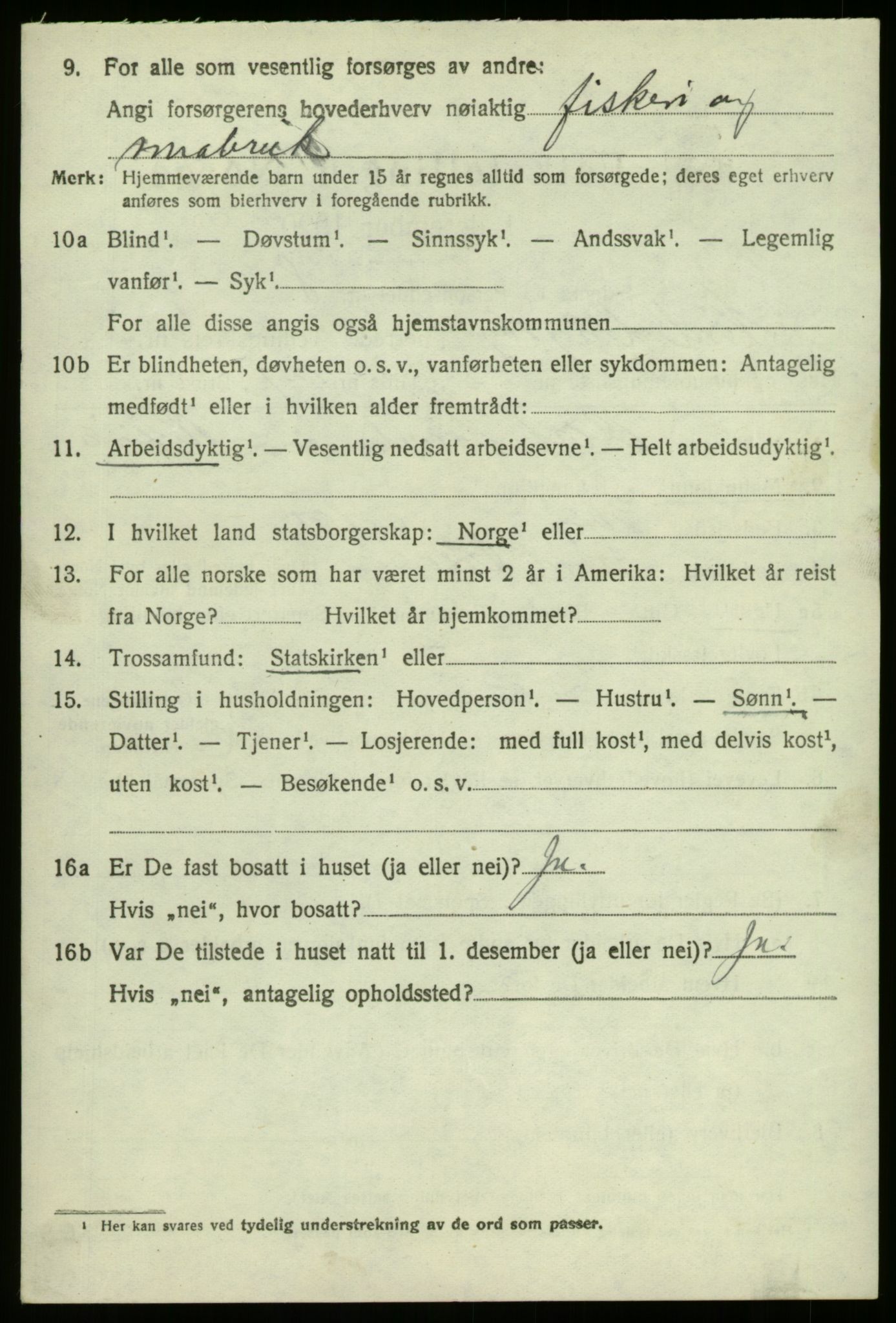 SAB, 1920 census for Nord-Vågsøy, 1920, p. 1439