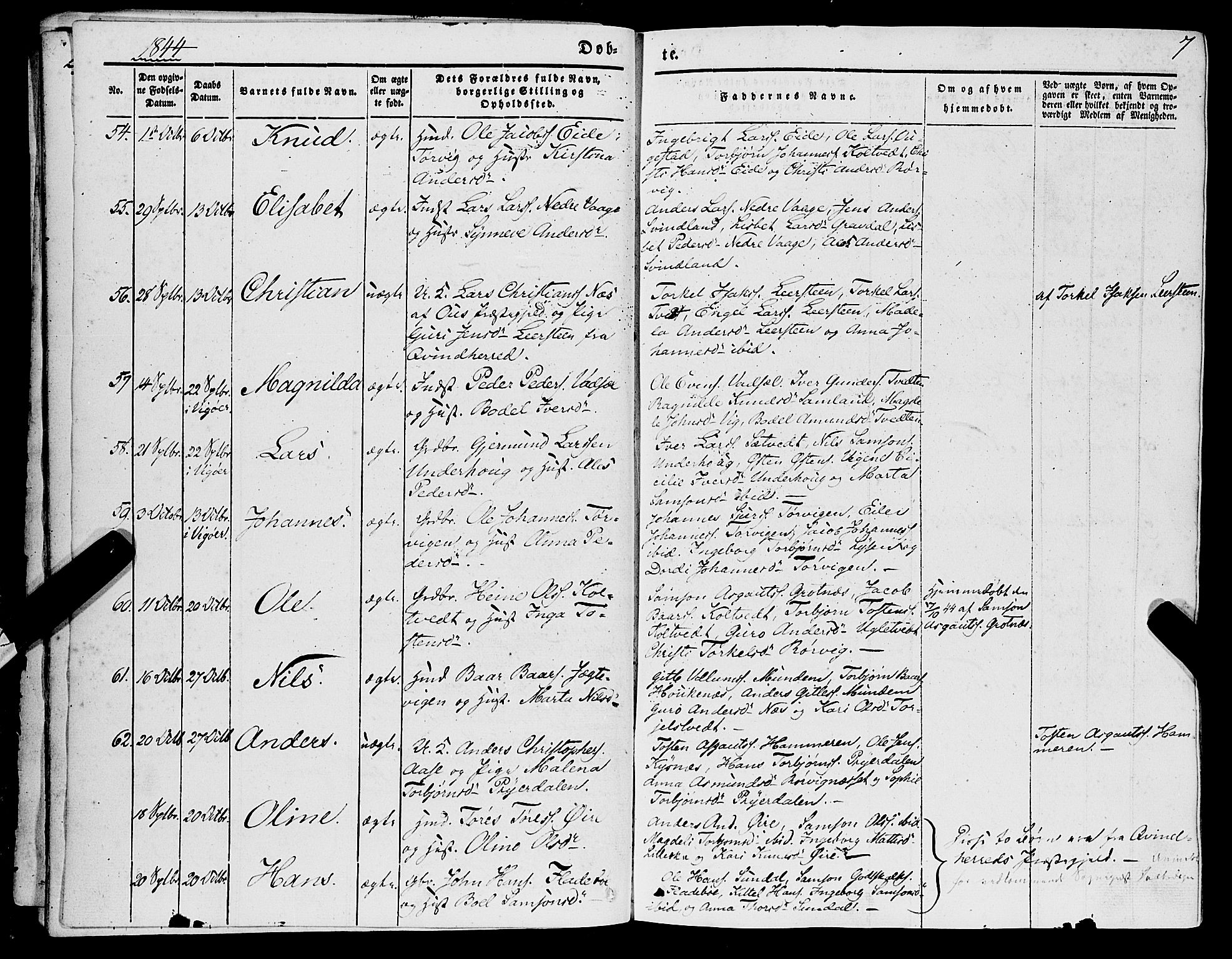 Strandebarm sokneprestembete, AV/SAB-A-78401/H/Haa: Parish register (official) no. A 7, 1844-1872, p. 7