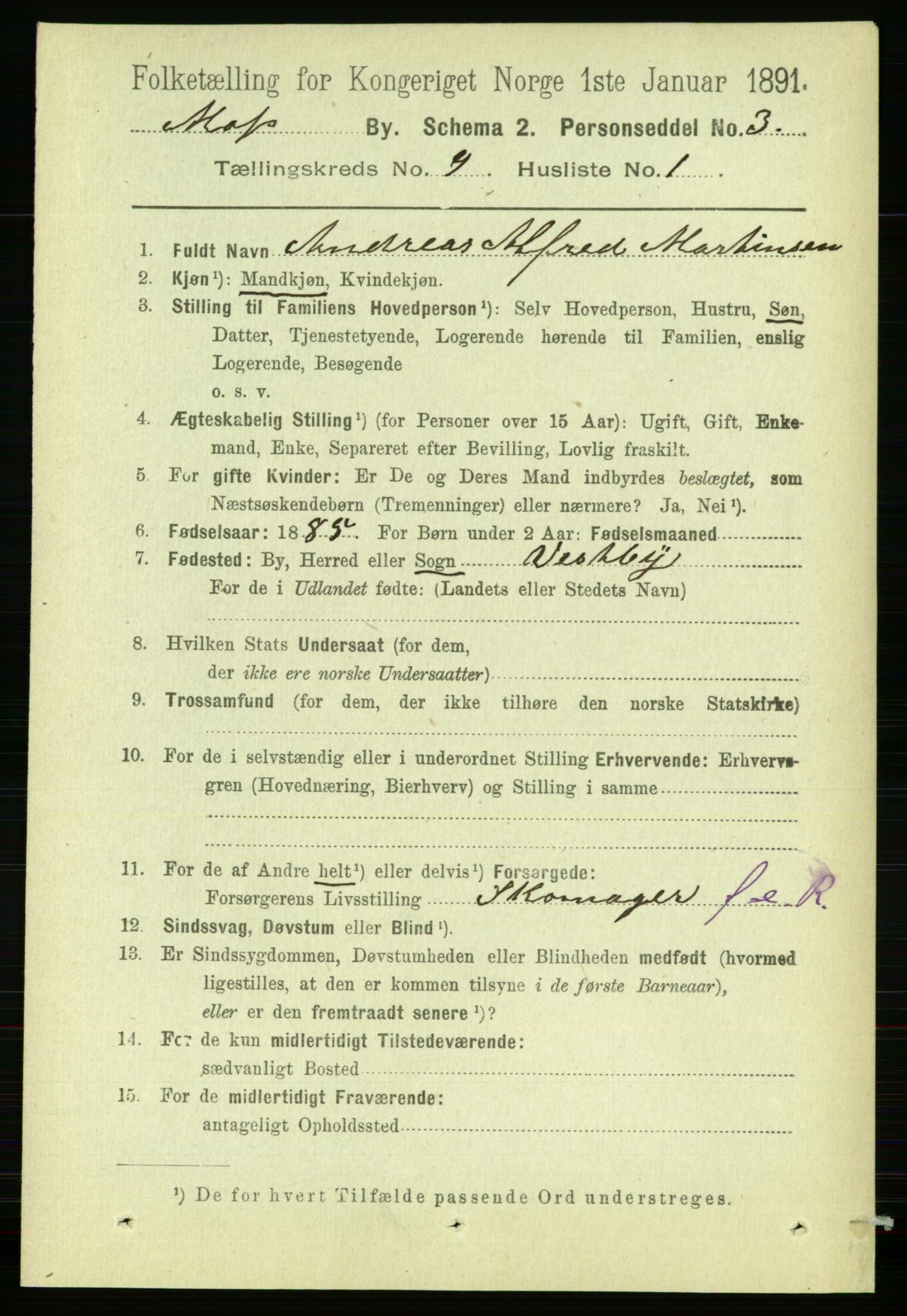 RA, 1891 census for 0104 Moss, 1891, p. 5114