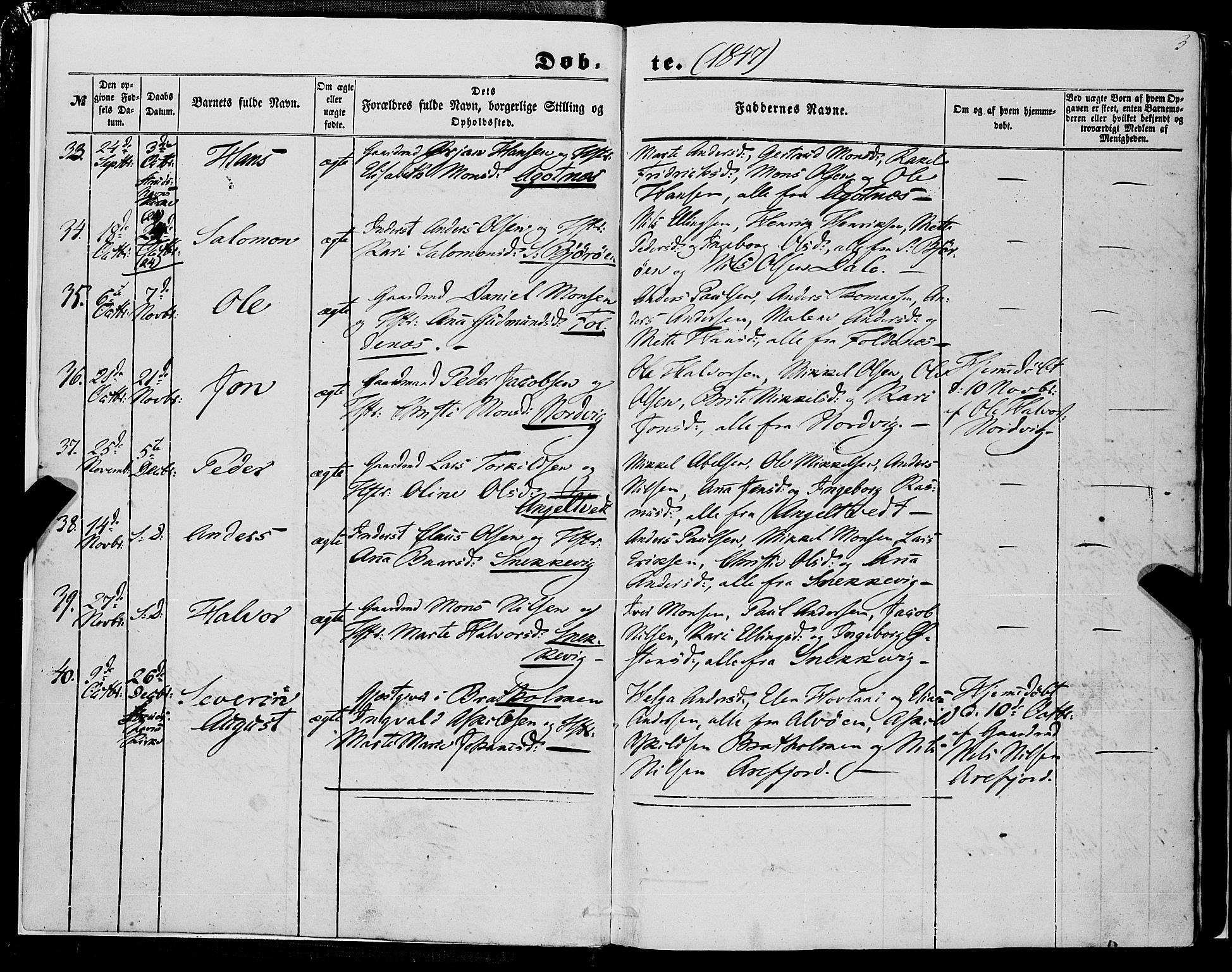 Fjell sokneprestembete, SAB/A-75301/H/Haa: Parish register (official) no. A 2, 1847-1864, p. 3