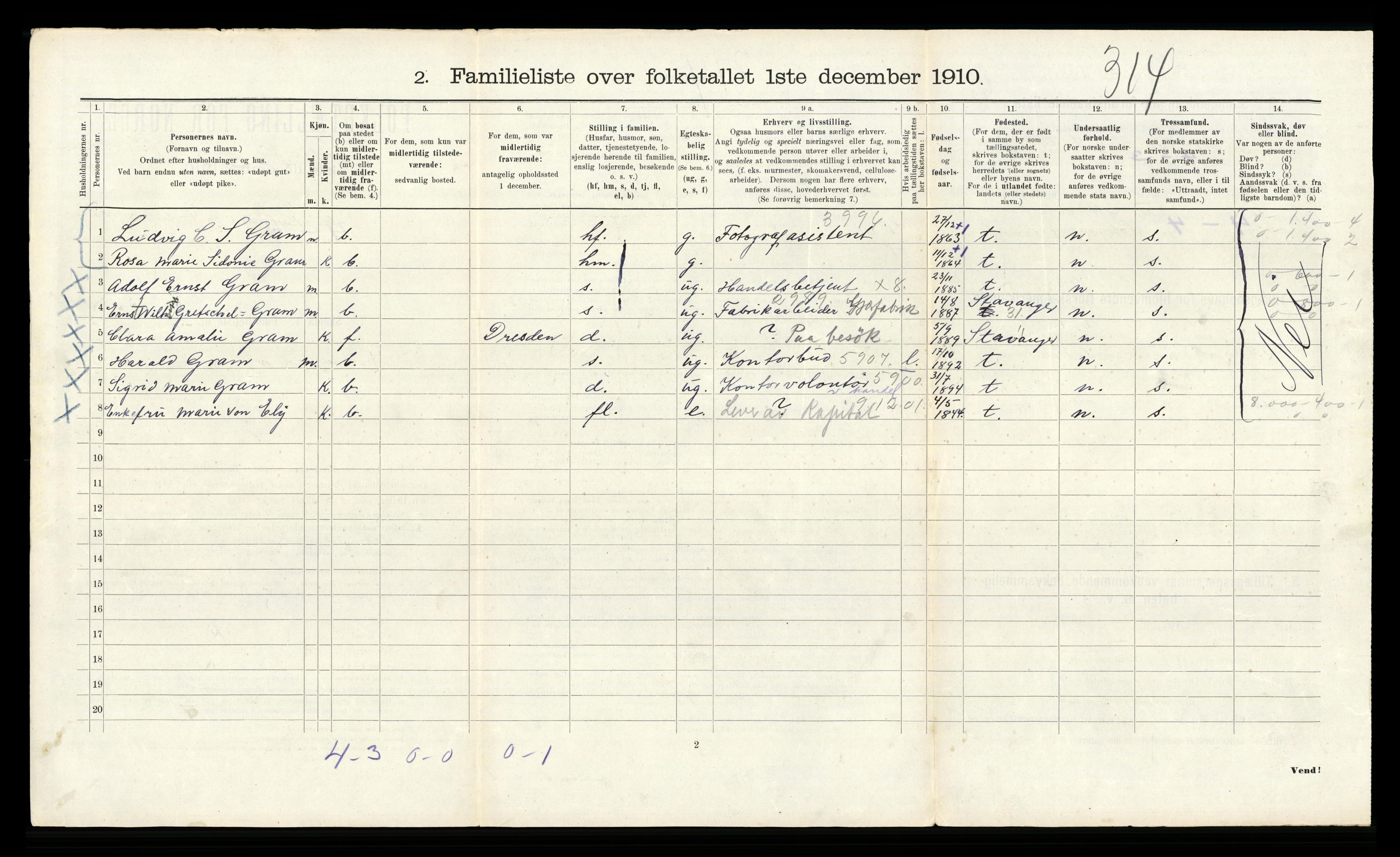 RA, 1910 census for Bergen, 1910, p. 736