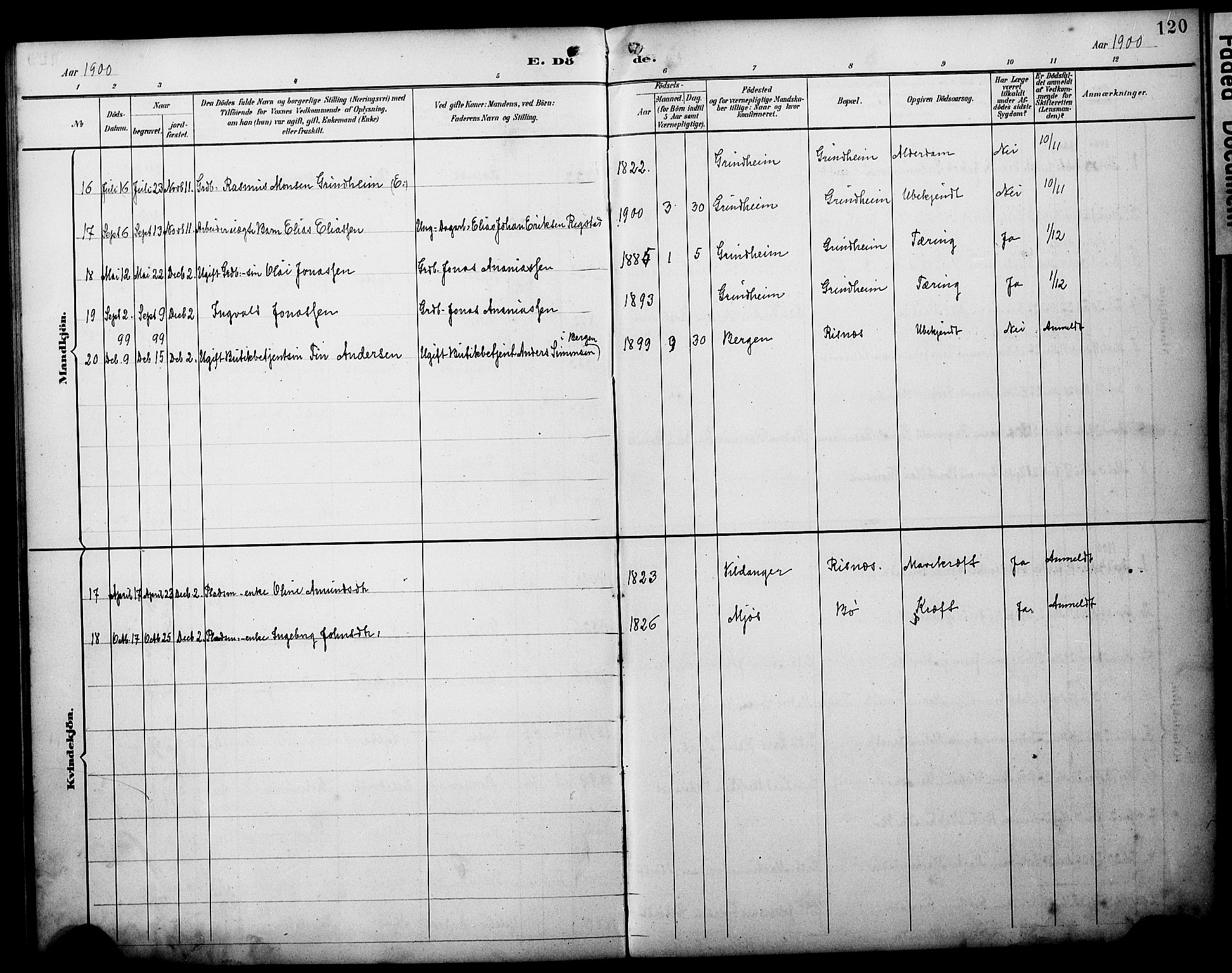 Manger sokneprestembete, AV/SAB-A-76801/H/Haa: Parish register (official) no. C 2, 1891-1902, p. 120