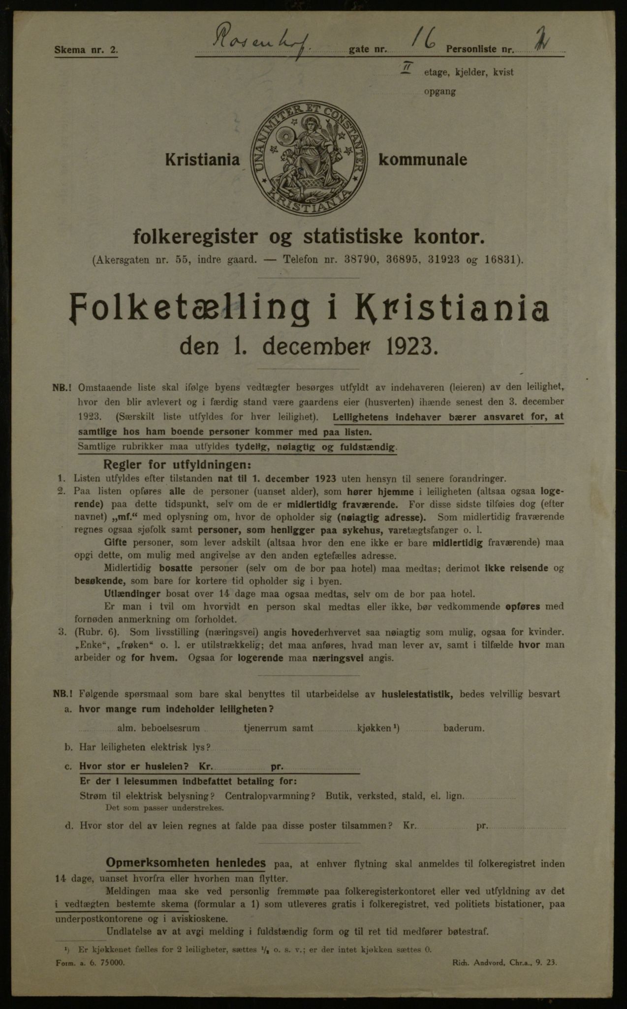 OBA, Municipal Census 1923 for Kristiania, 1923, p. 92636