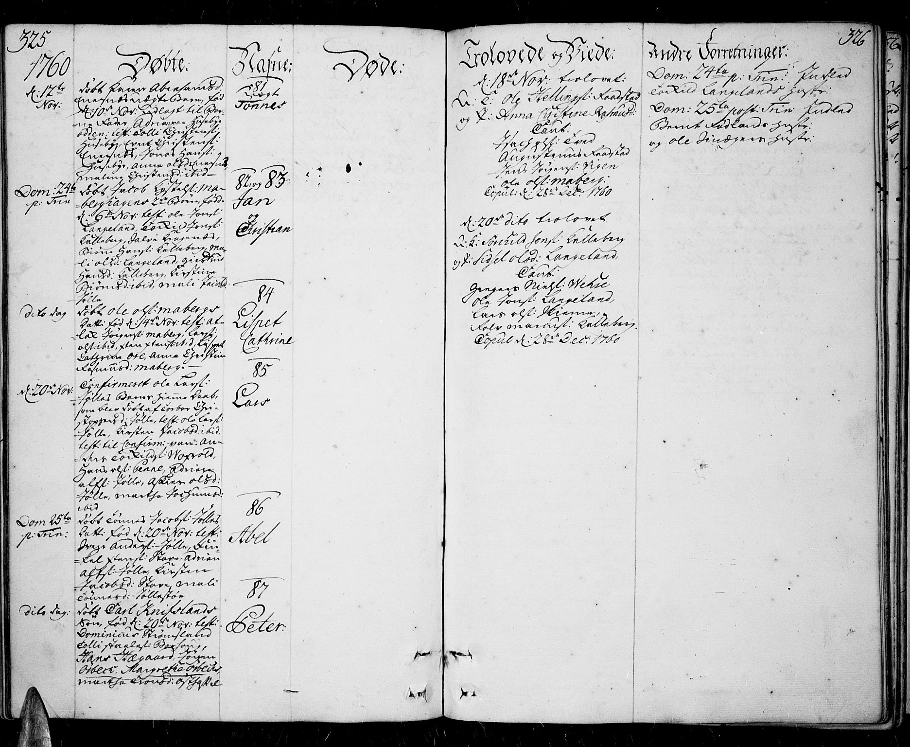 Lista sokneprestkontor, AV/SAK-1111-0027/F/Fa/L0003: Parish register (official) no. A 3 /1, 1743-1767, p. 325-326