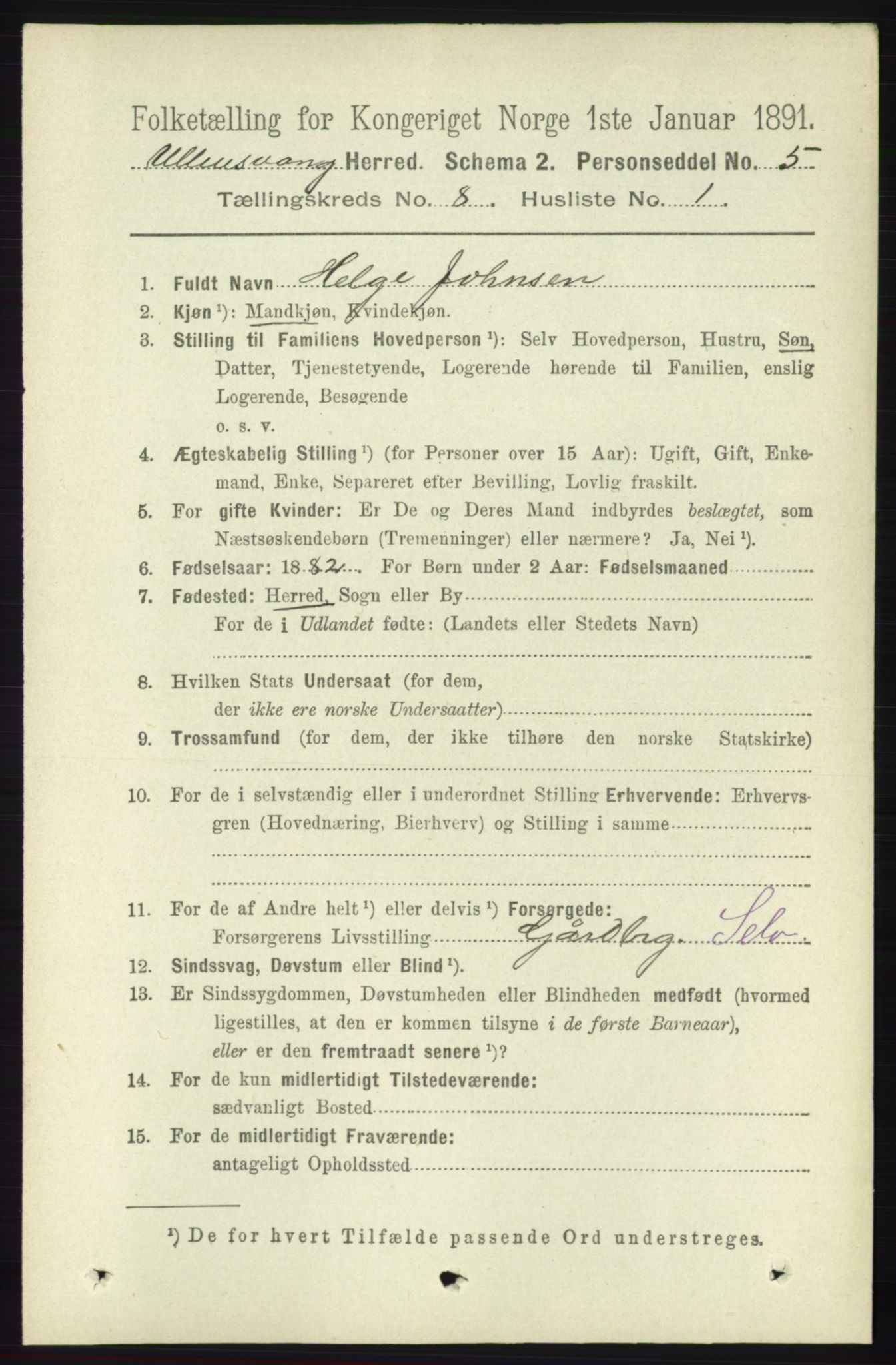 RA, 1891 census for 1230 Ullensvang, 1891, p. 2719