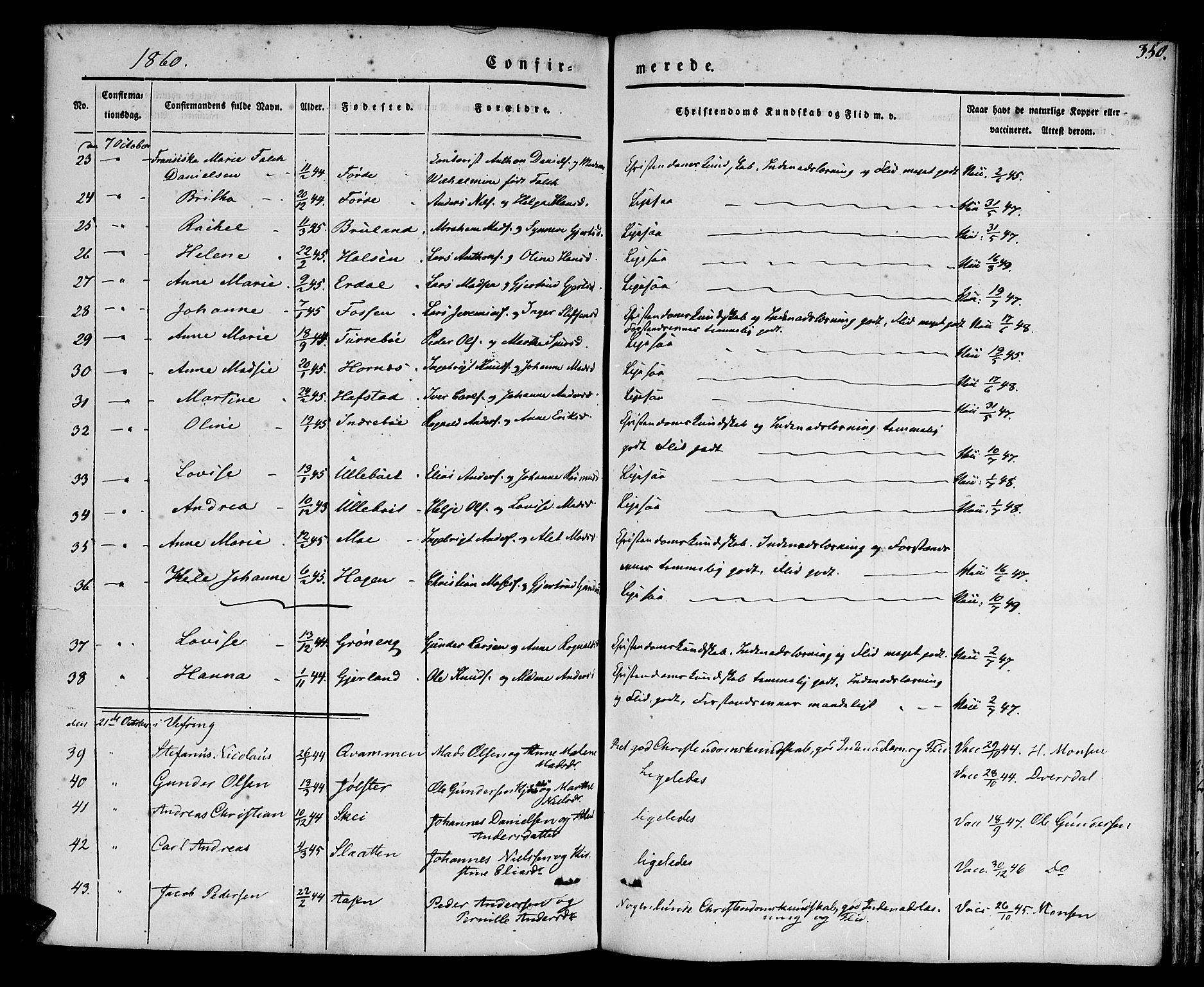 Førde sokneprestembete, AV/SAB-A-79901/H/Haa/Haaa/L0007: Parish register (official) no. A 7, 1843-1860, p. 350