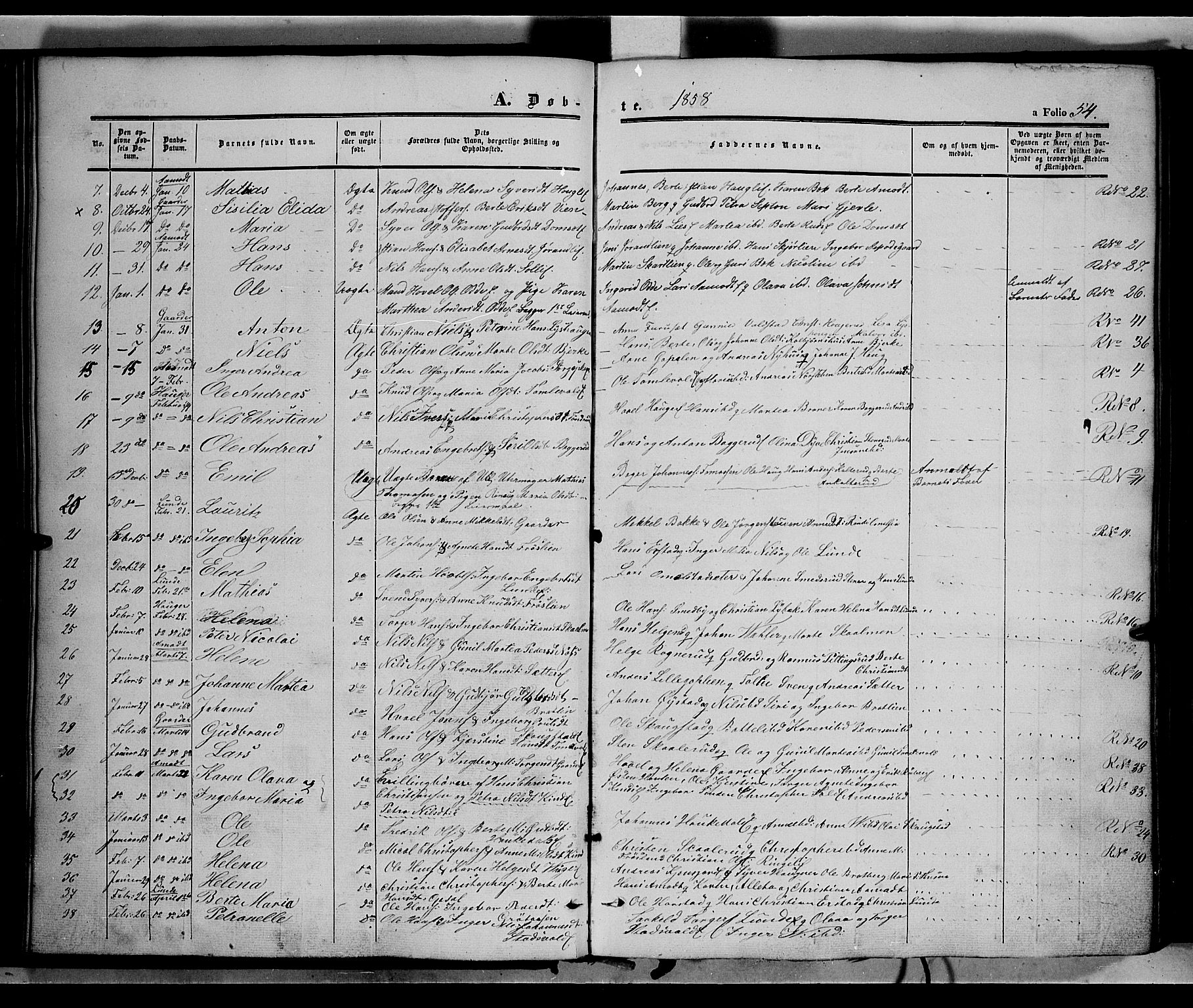 Land prestekontor, AV/SAH-PREST-120/H/Ha/Haa/L0010: Parish register (official) no. 10, 1847-1859, p. 54