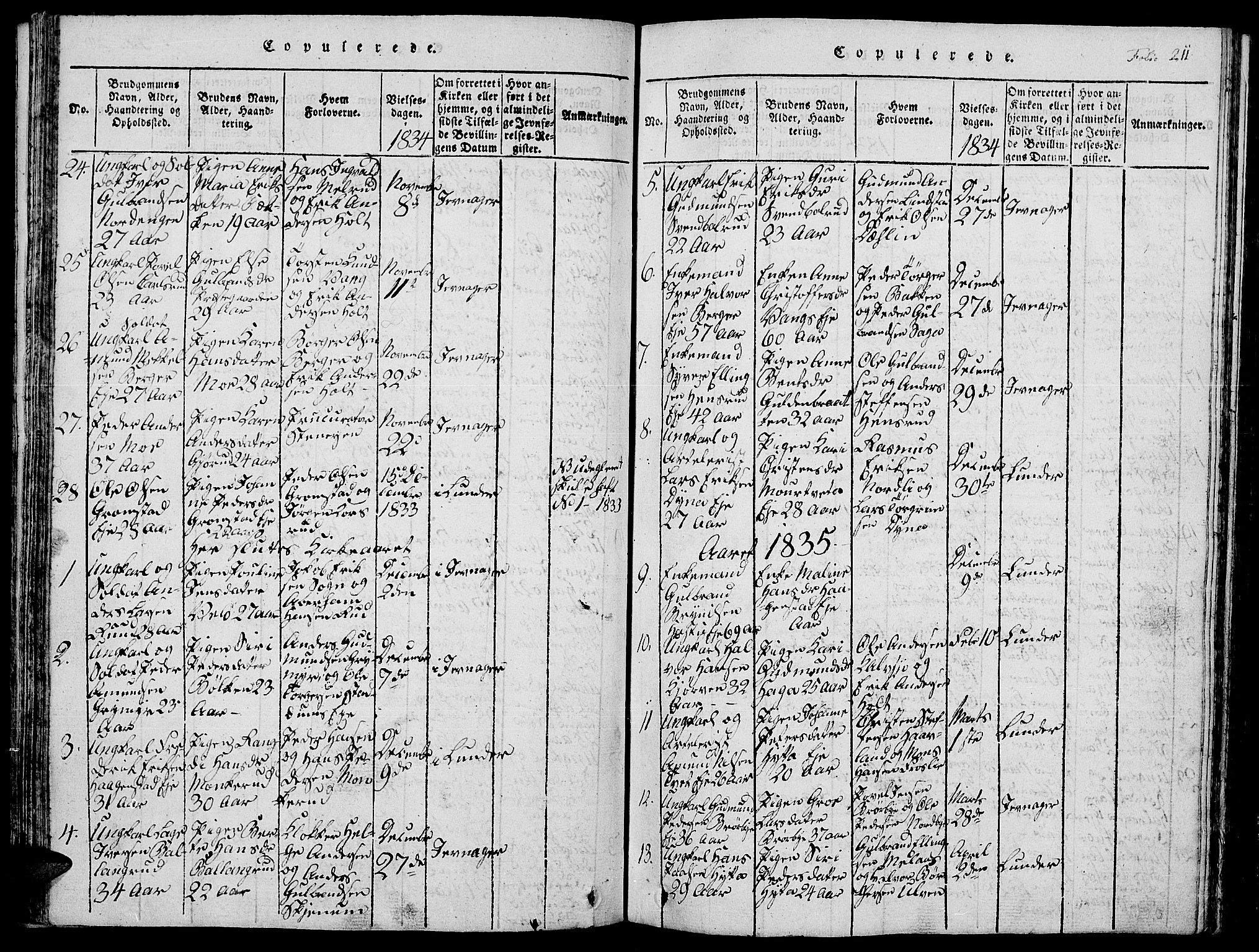 Jevnaker prestekontor, SAH/PREST-116/H/Ha/Hab/L0001: Parish register (copy) no. 1, 1815-1837, p. 211