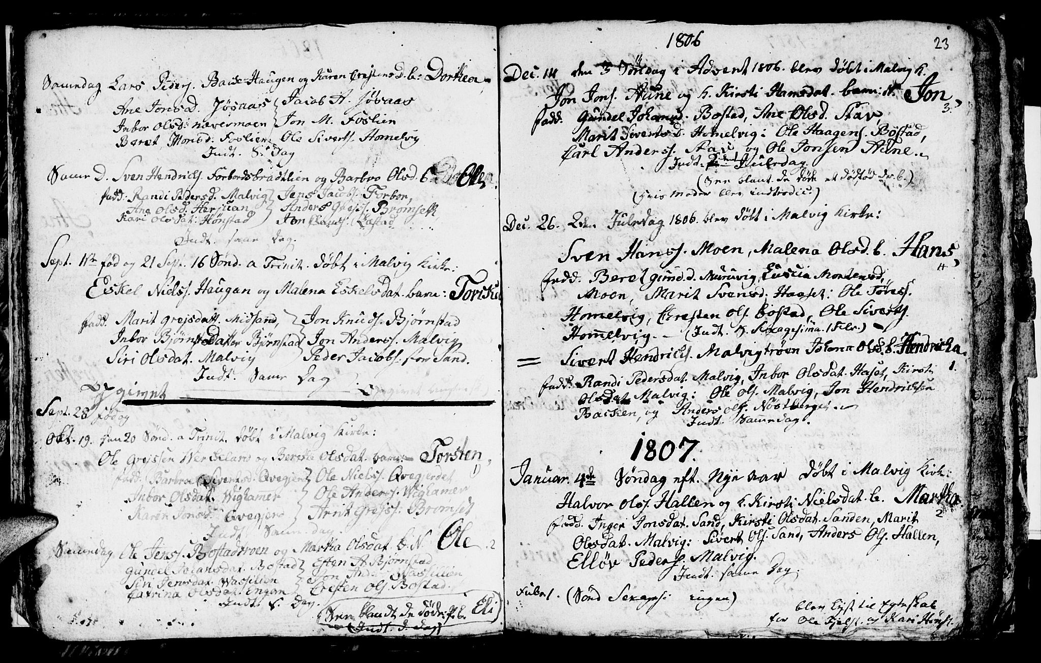Ministerialprotokoller, klokkerbøker og fødselsregistre - Sør-Trøndelag, SAT/A-1456/616/L0419: Parish register (copy) no. 616C02, 1797-1816, p. 23