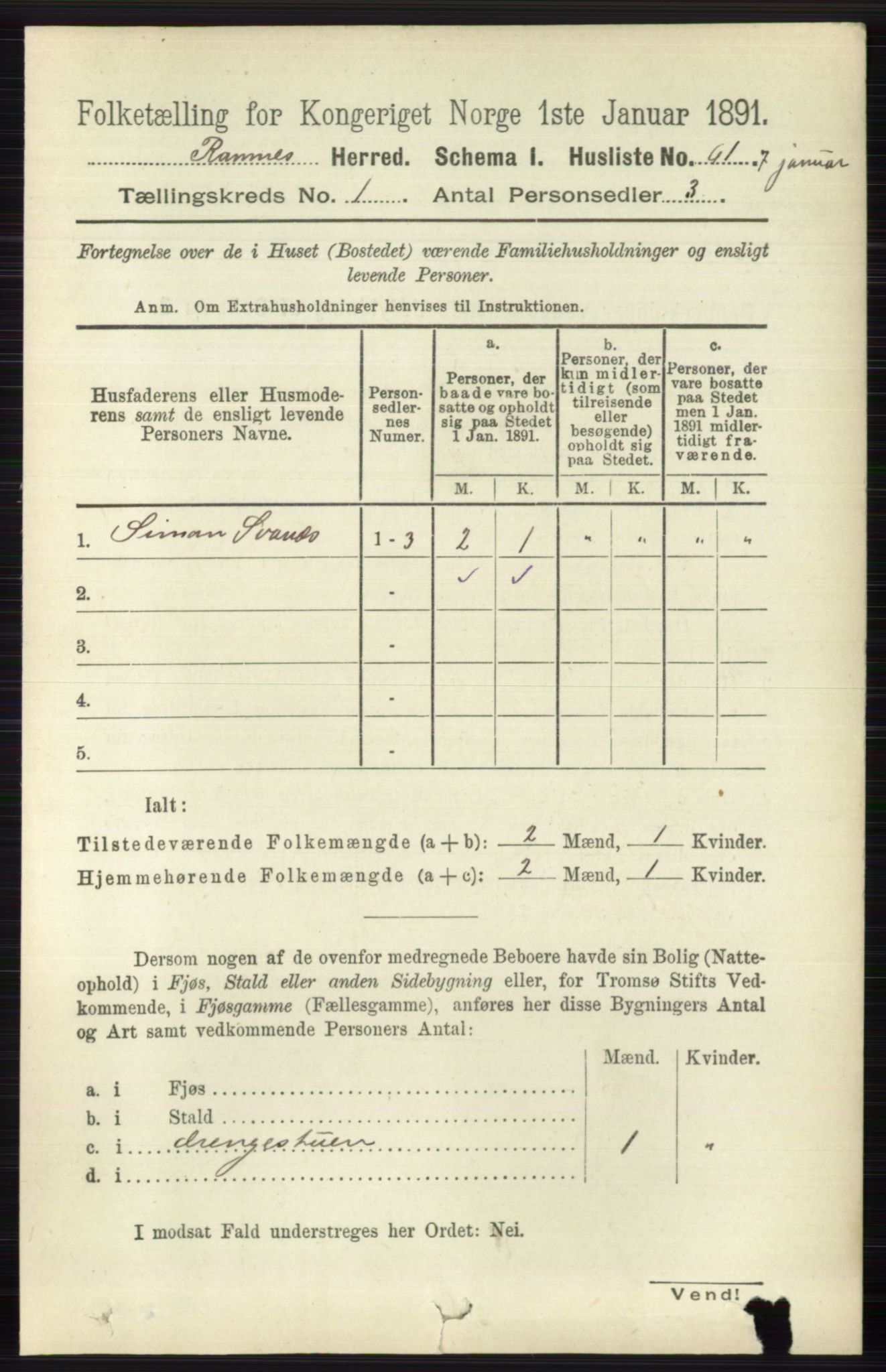 RA, 1891 census for 0718 Ramnes, 1891, p. 90