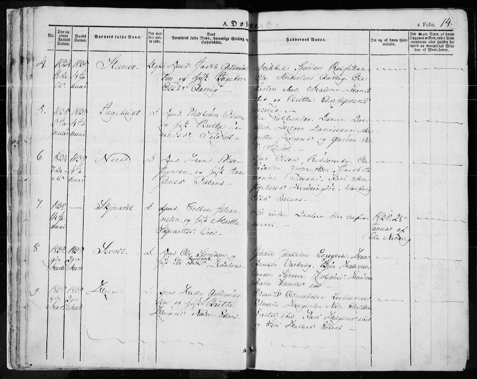 Tysvær sokneprestkontor, SAST/A -101864/H/Ha/Haa/L0001: Parish register (official) no. A 1.1, 1831-1856, p. 14