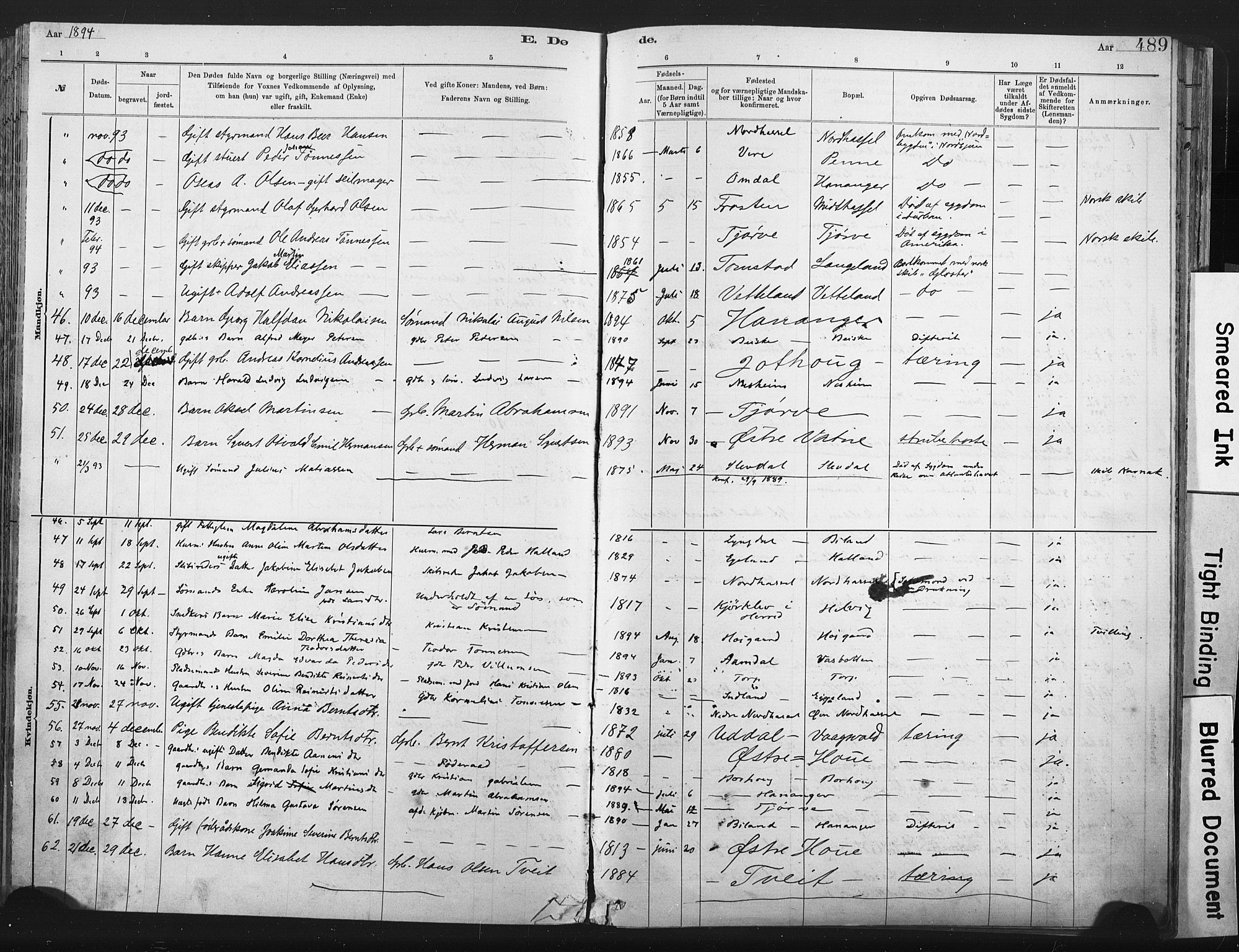 Lista sokneprestkontor, AV/SAK-1111-0027/F/Fa/L0012: Parish register (official) no. A 12, 1879-1903, p. 489