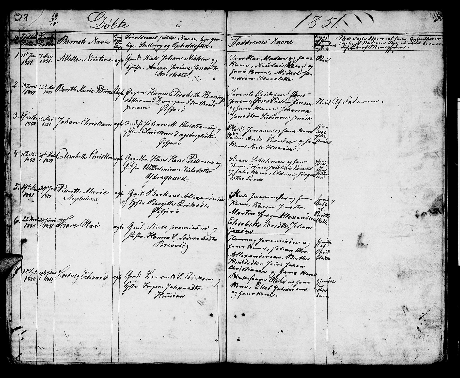 Lenvik sokneprestembete, SATØ/S-1310/H/Ha/Hab/L0018klokker: Parish register (copy) no. 18, 1838-1854, p. 38-39