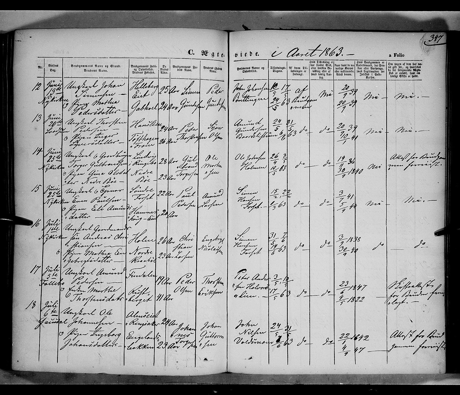 Gausdal prestekontor, SAH/PREST-090/H/Ha/Haa/L0009: Parish register (official) no. 9, 1862-1873, p. 347