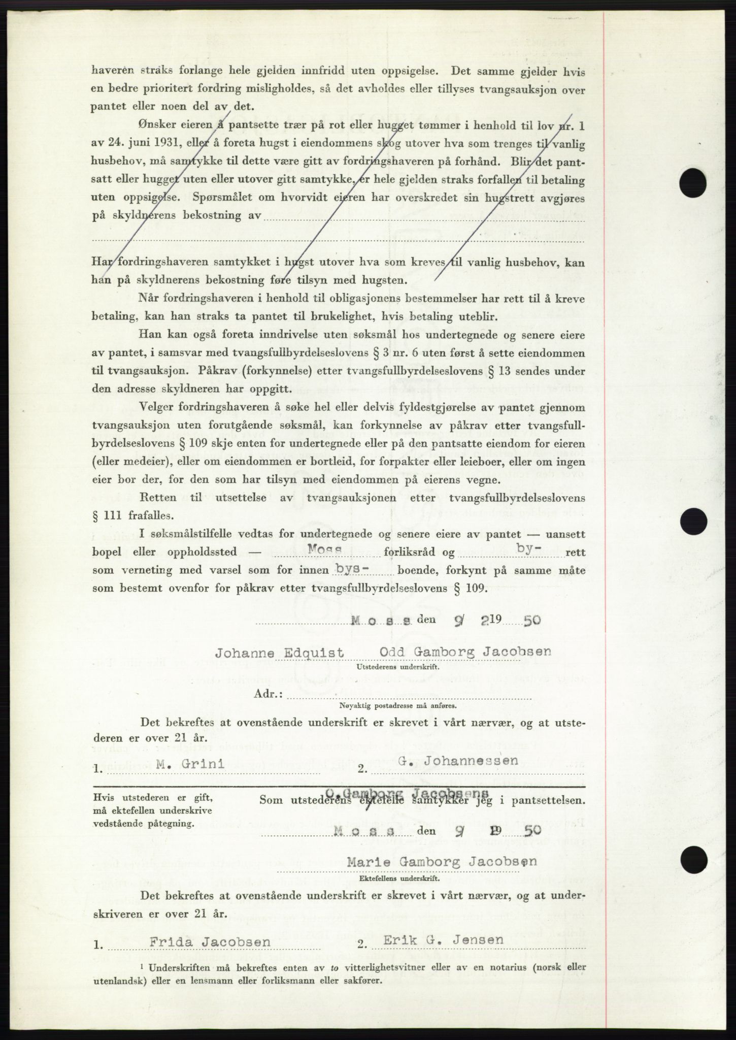 Moss sorenskriveri, AV/SAO-A-10168: Mortgage book no. B23, 1949-1950, Diary no: : 462/1950