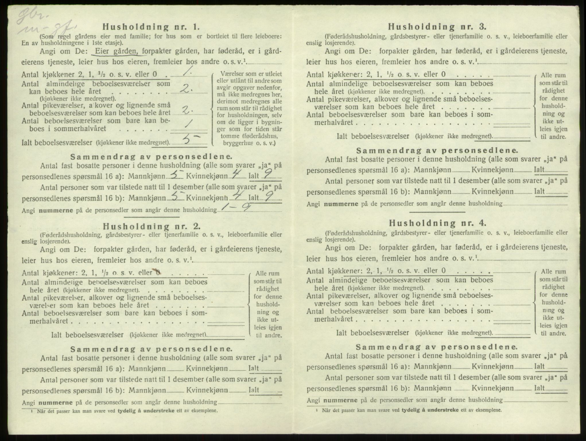 SAB, 1920 census for Innvik, 1920, p. 313