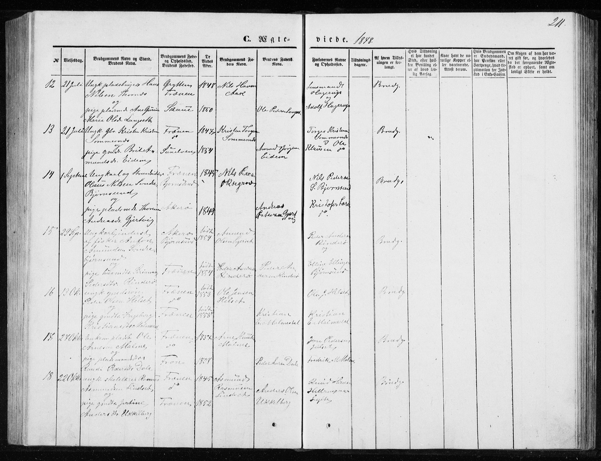 Ministerialprotokoller, klokkerbøker og fødselsregistre - Møre og Romsdal, AV/SAT-A-1454/565/L0754: Parish register (copy) no. 565C03, 1870-1896, p. 211