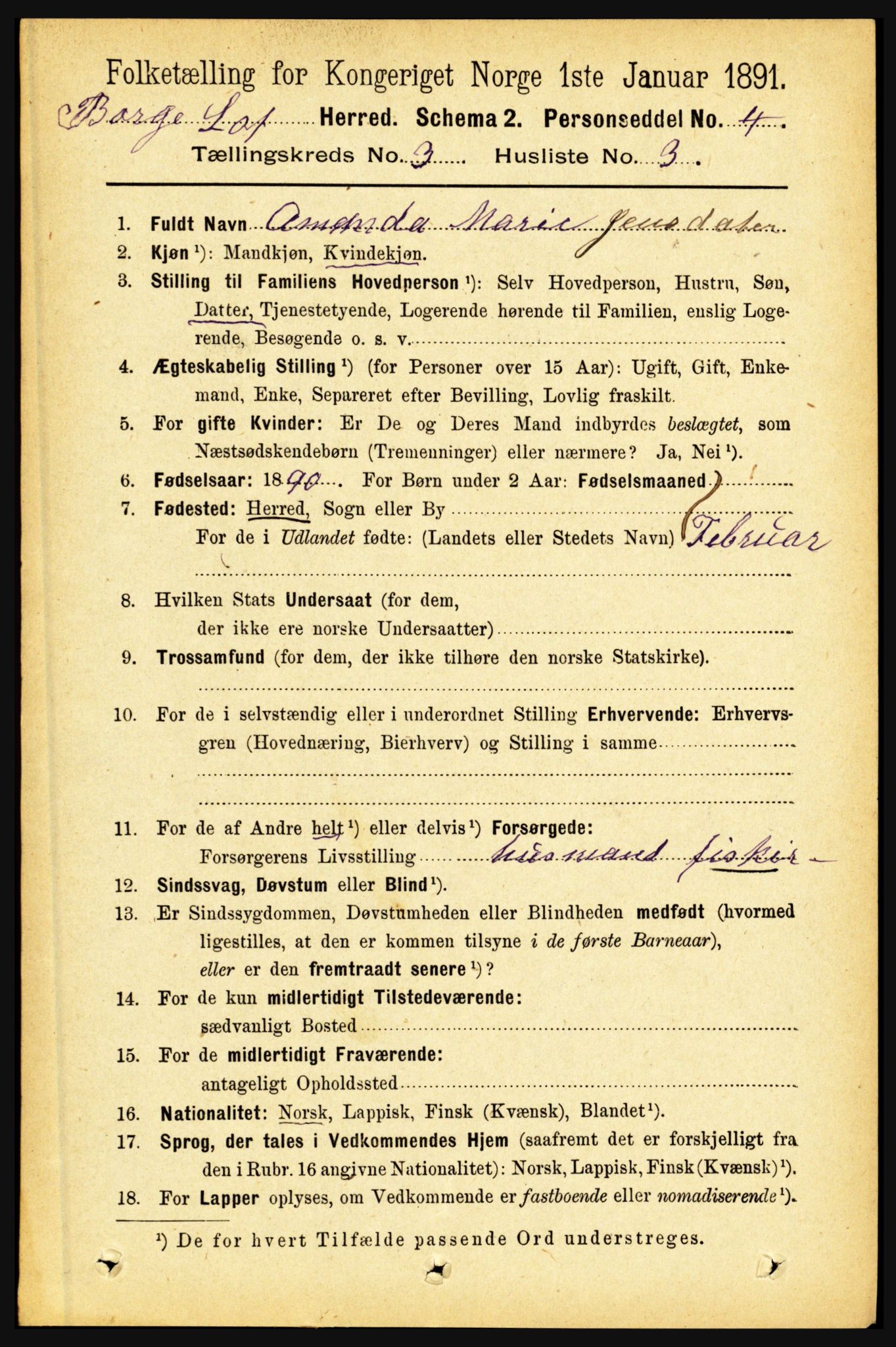 RA, 1891 census for 1862 Borge, 1891, p. 1561