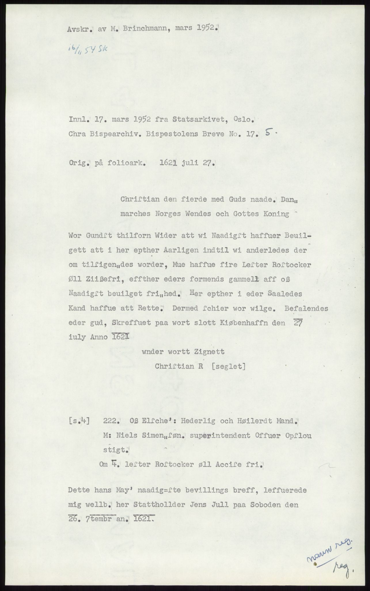 Samlinger til kildeutgivelse, Diplomavskriftsamlingen, RA/EA-4053/H/Ha, p. 1000