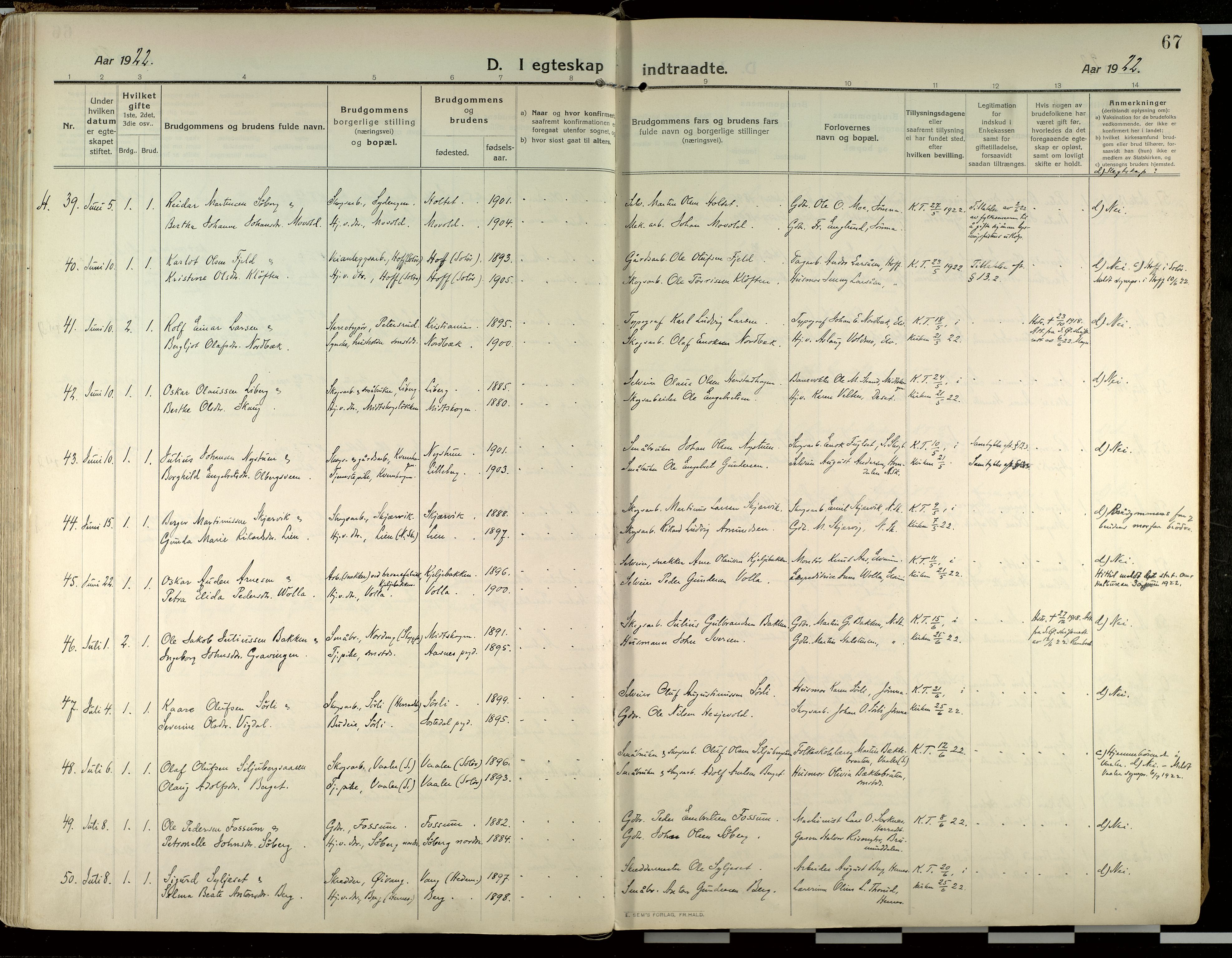 Elverum prestekontor, AV/SAH-PREST-044/H/Ha/Haa/L0021: Parish register (official) no. 21, 1913-1928, p. 67