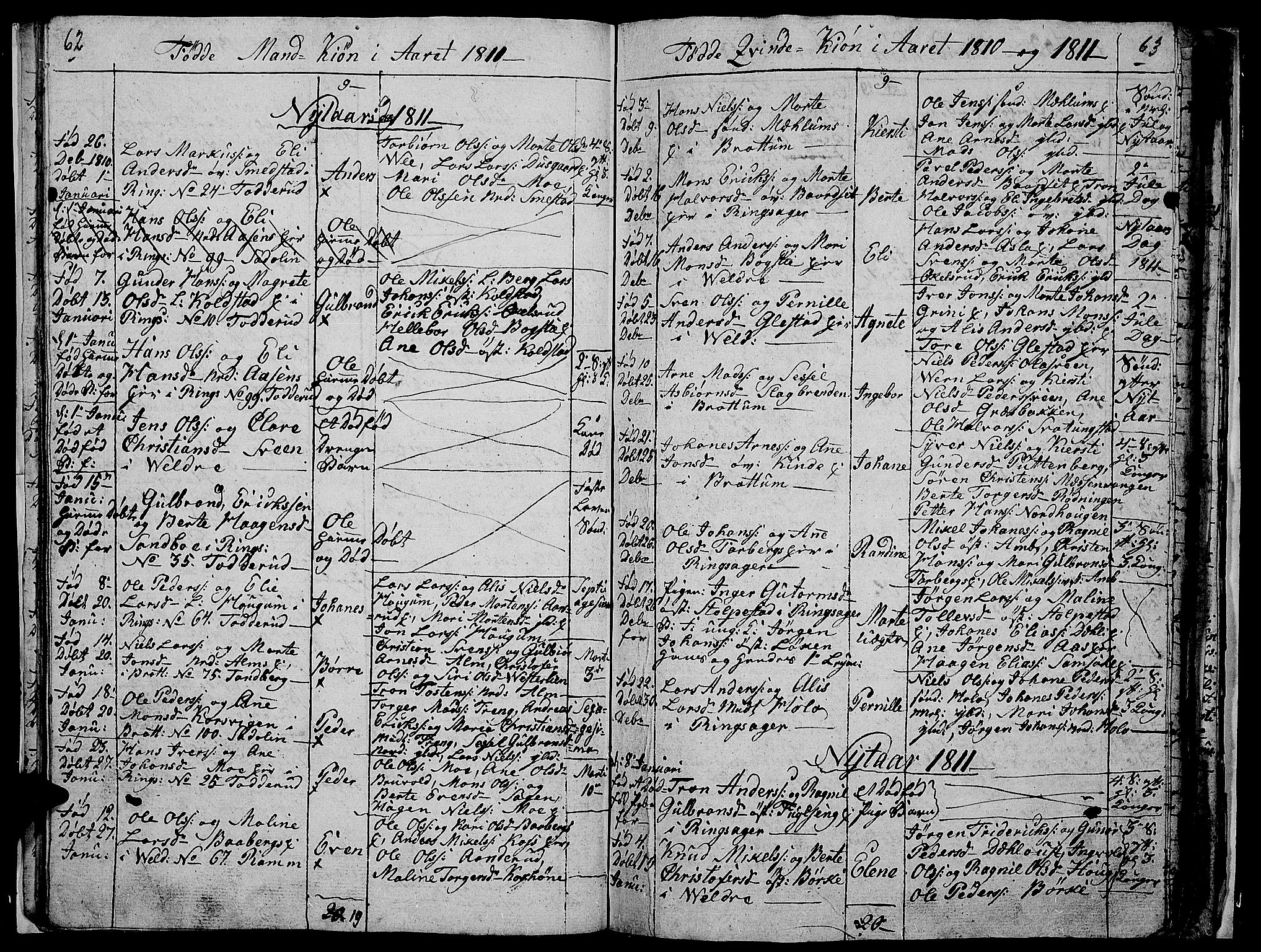 Ringsaker prestekontor, AV/SAH-PREST-014/I/Ia/L0005/0008: Parish register draft no. 5.8, 1807-1811, p. 62-63