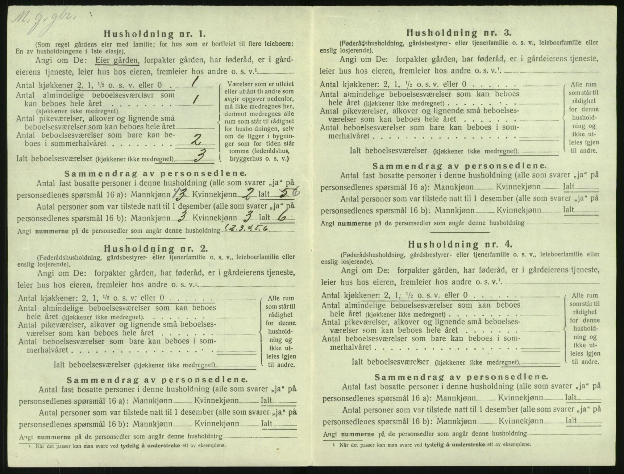 SAK, 1920 census for Holt, 1920, p. 1423