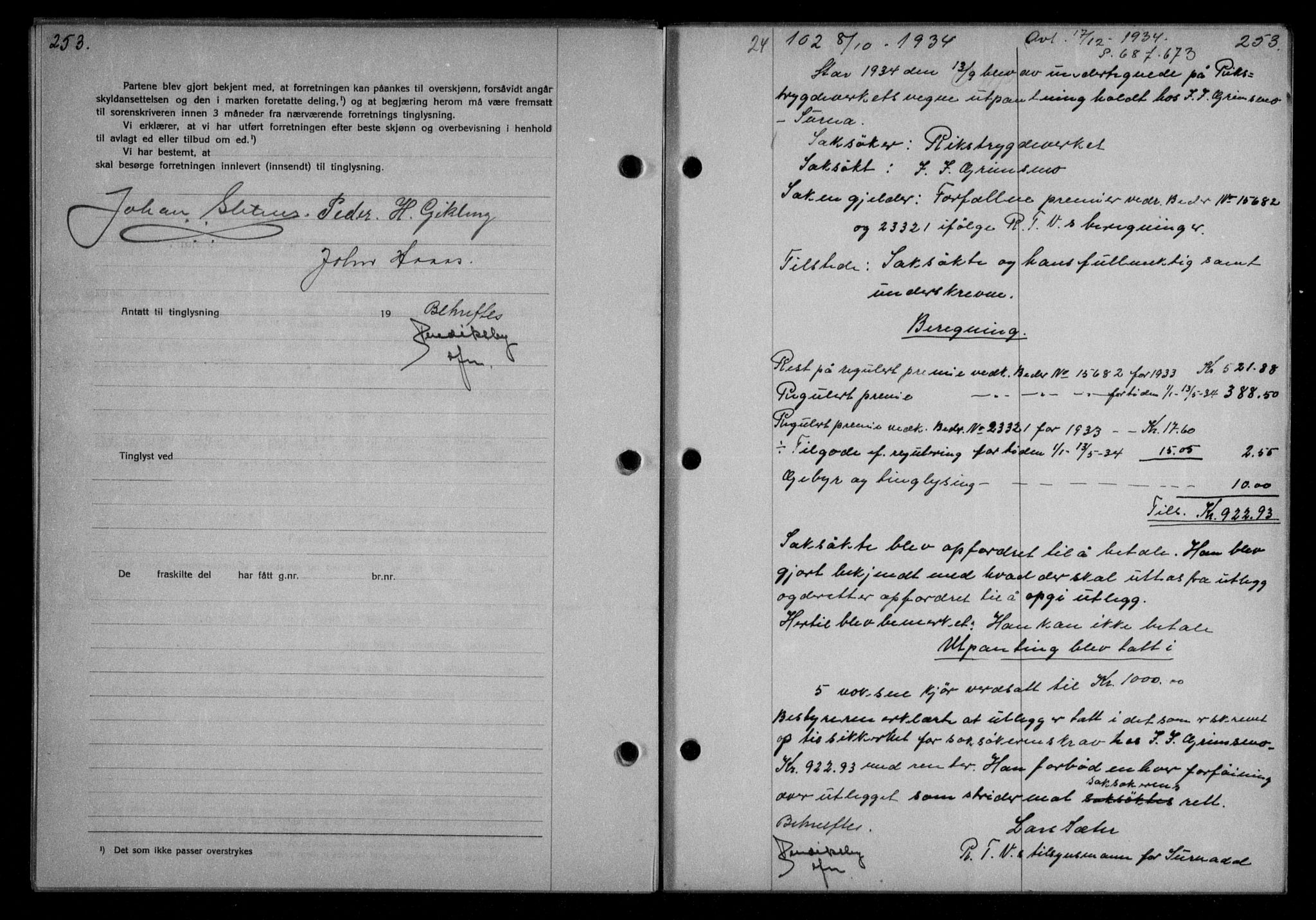 Nordmøre sorenskriveri, AV/SAT-A-4132/1/2/2Ca/L0082: Mortgage book no. 72, 1934-1934, Deed date: 08.10.1934