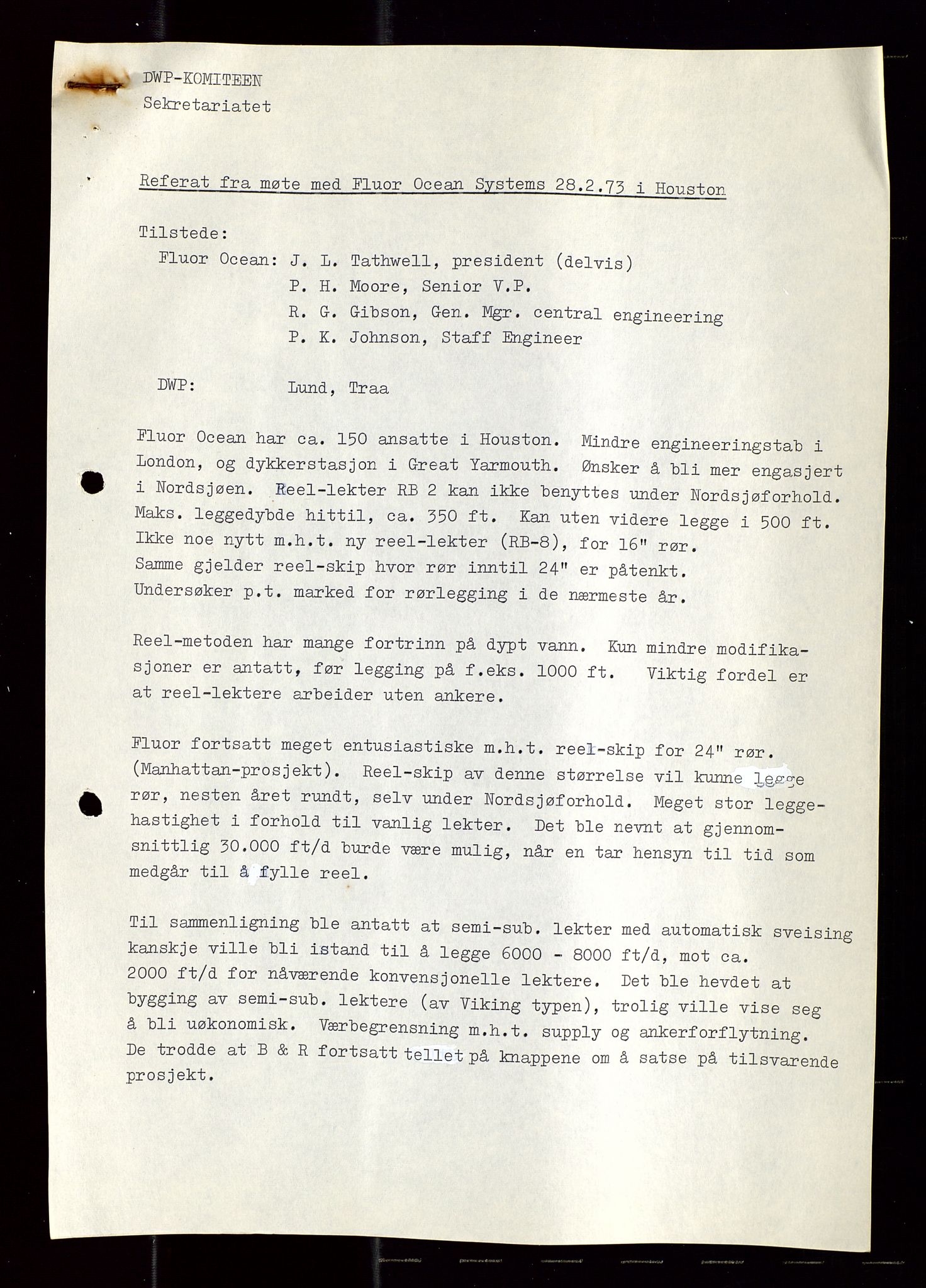 Industridepartementet, Oljekontoret, SAST/A-101348/Di/L0003: DWP, møtereferater, 1972-1974, p. 338