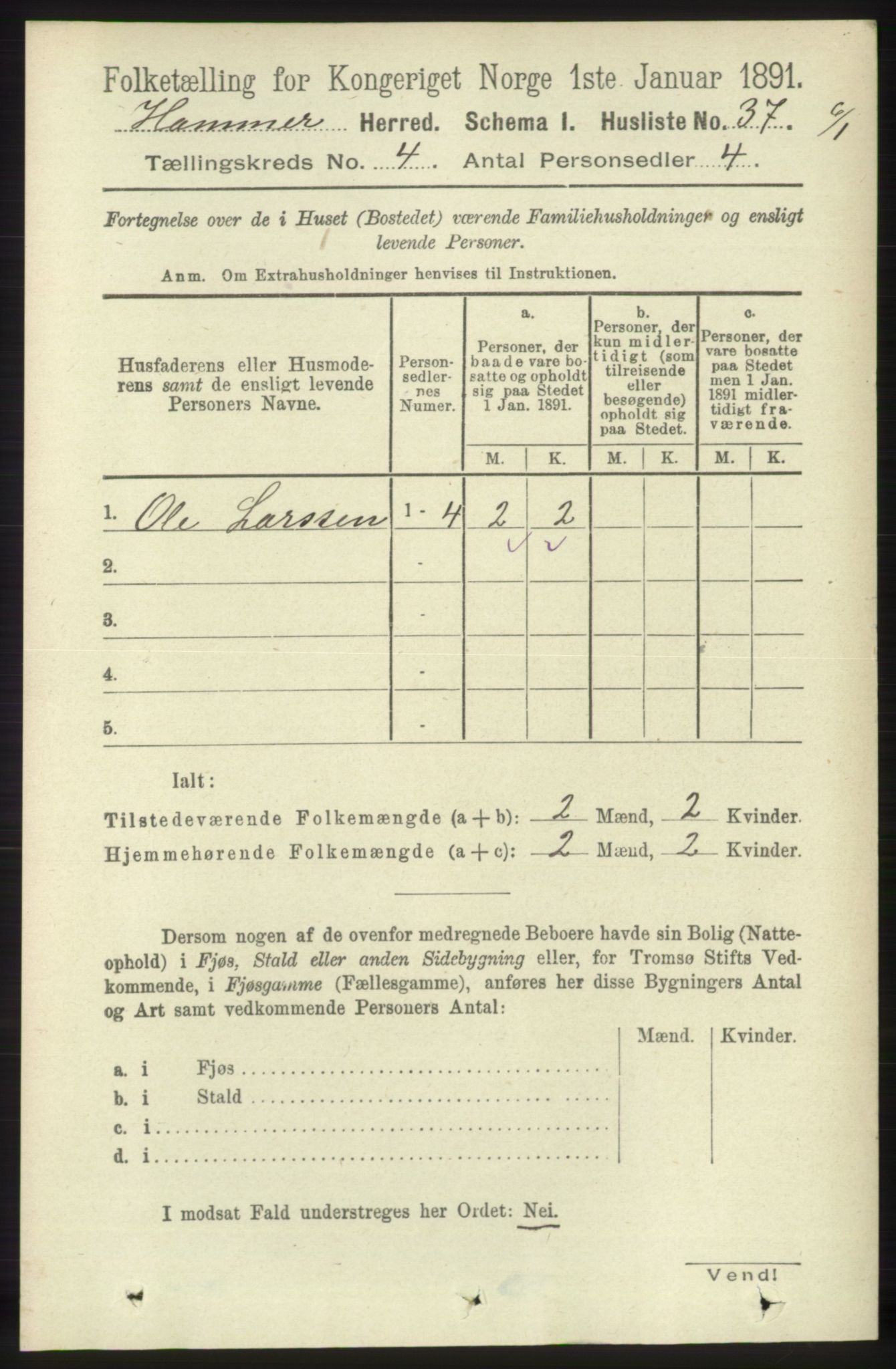 RA, 1891 census for 1254 Hamre, 1891, p. 928