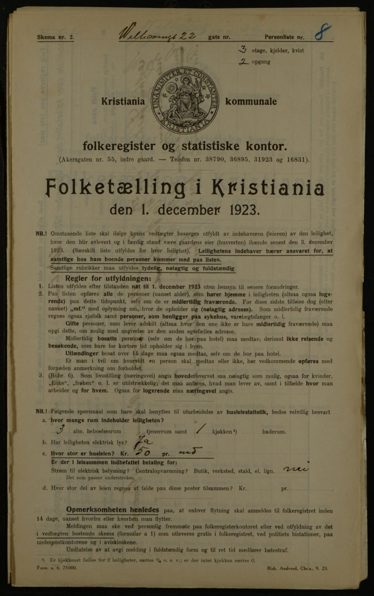 OBA, Municipal Census 1923 for Kristiania, 1923, p. 140985