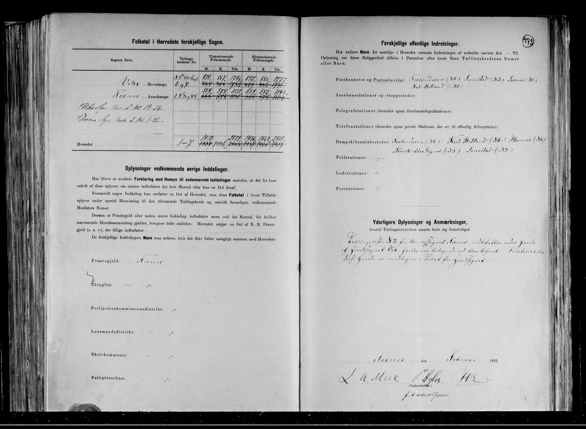 RA, 1891 census for 1748 Fosnes, 1891, p. 3