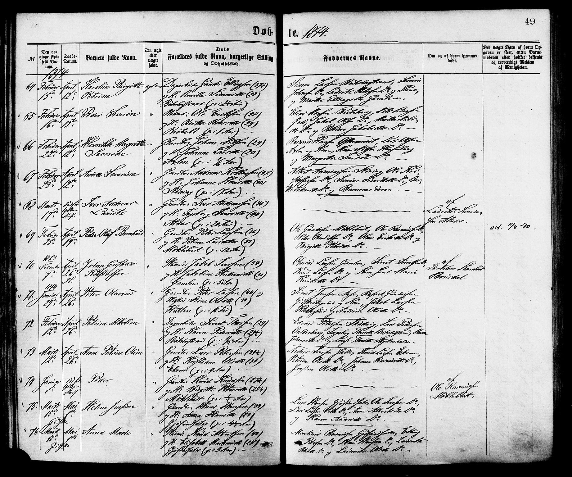 Ministerialprotokoller, klokkerbøker og fødselsregistre - Møre og Romsdal, AV/SAT-A-1454/528/L0400: Parish register (official) no. 528A11, 1871-1879, p. 49