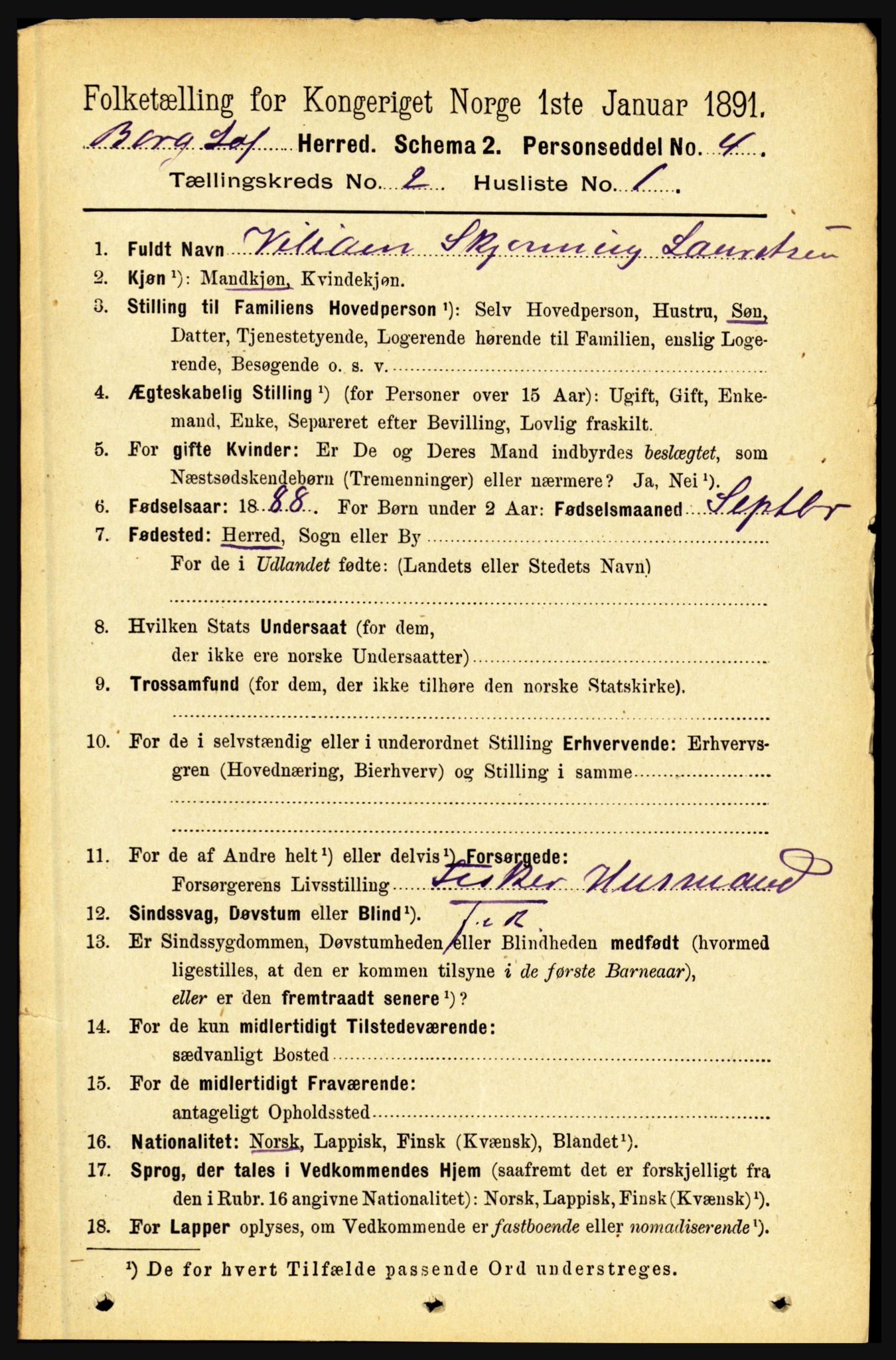 RA, 1891 census for 1862 Borge, 1891, p. 936