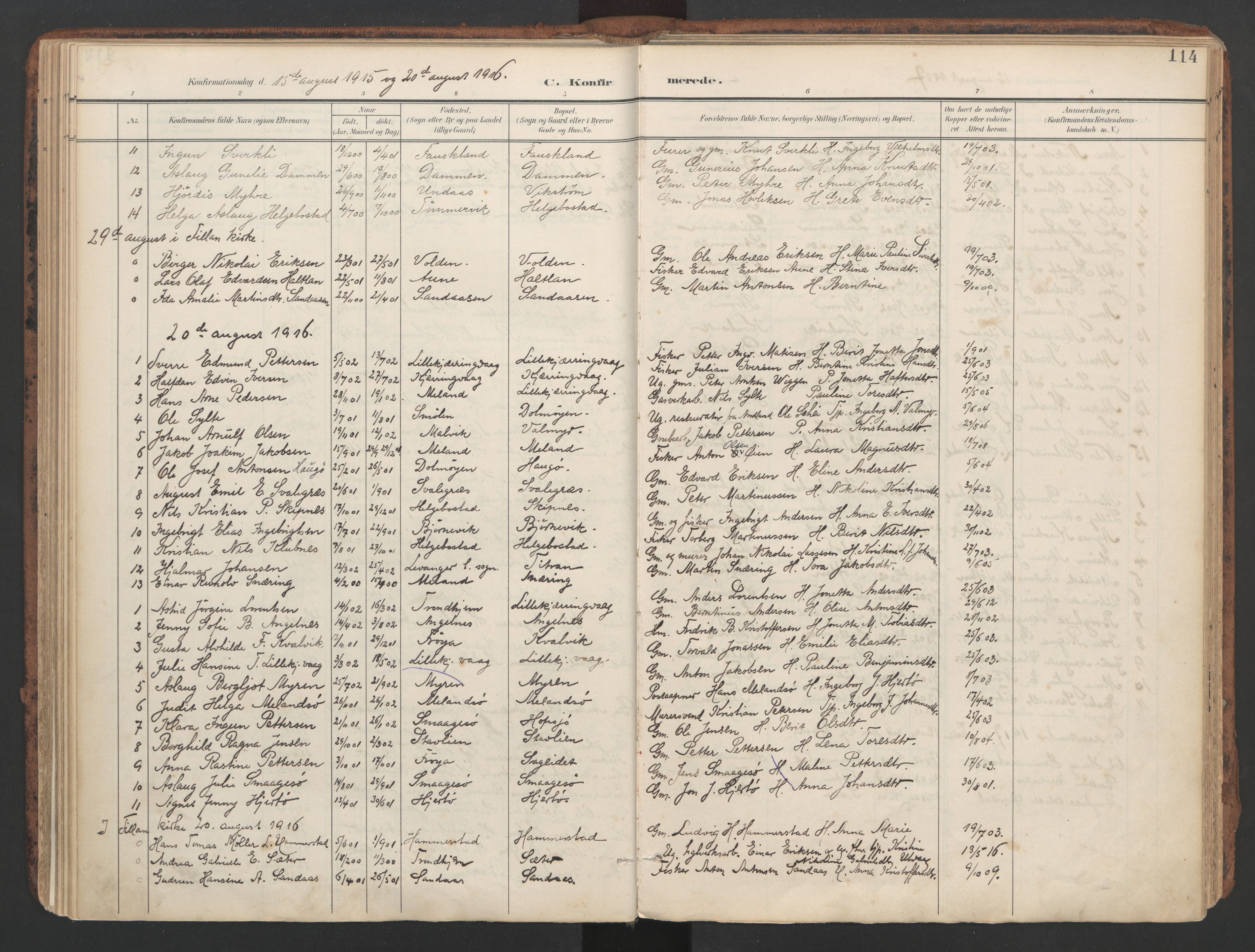 Ministerialprotokoller, klokkerbøker og fødselsregistre - Sør-Trøndelag, AV/SAT-A-1456/634/L0537: Parish register (official) no. 634A13, 1896-1922, p. 114