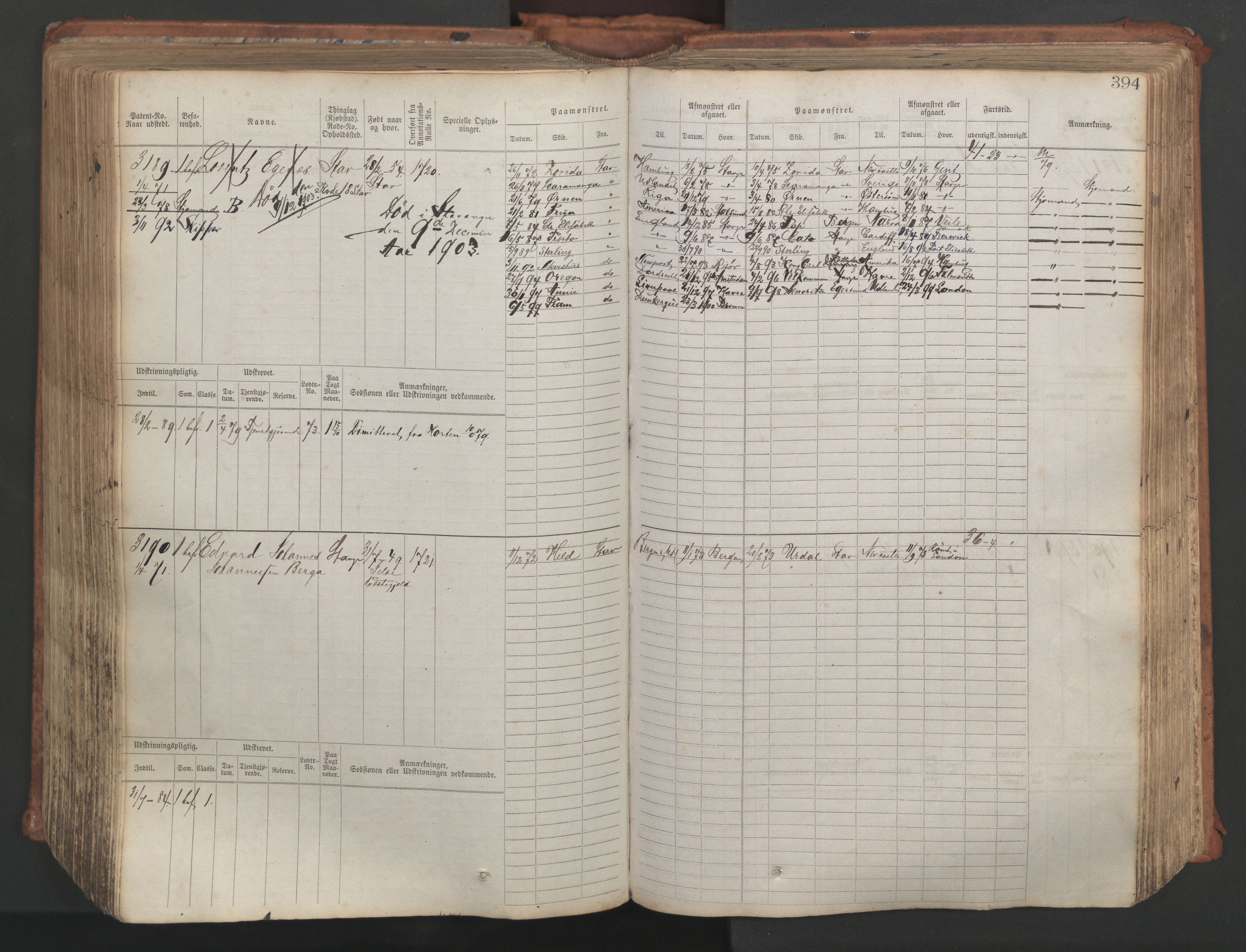 Stavanger sjømannskontor, AV/SAST-A-102006/F/Fb/Fbb/L0007: Sjøfartshovedrulle, patentnr. 2403-3604, 1869-1880, p. 441