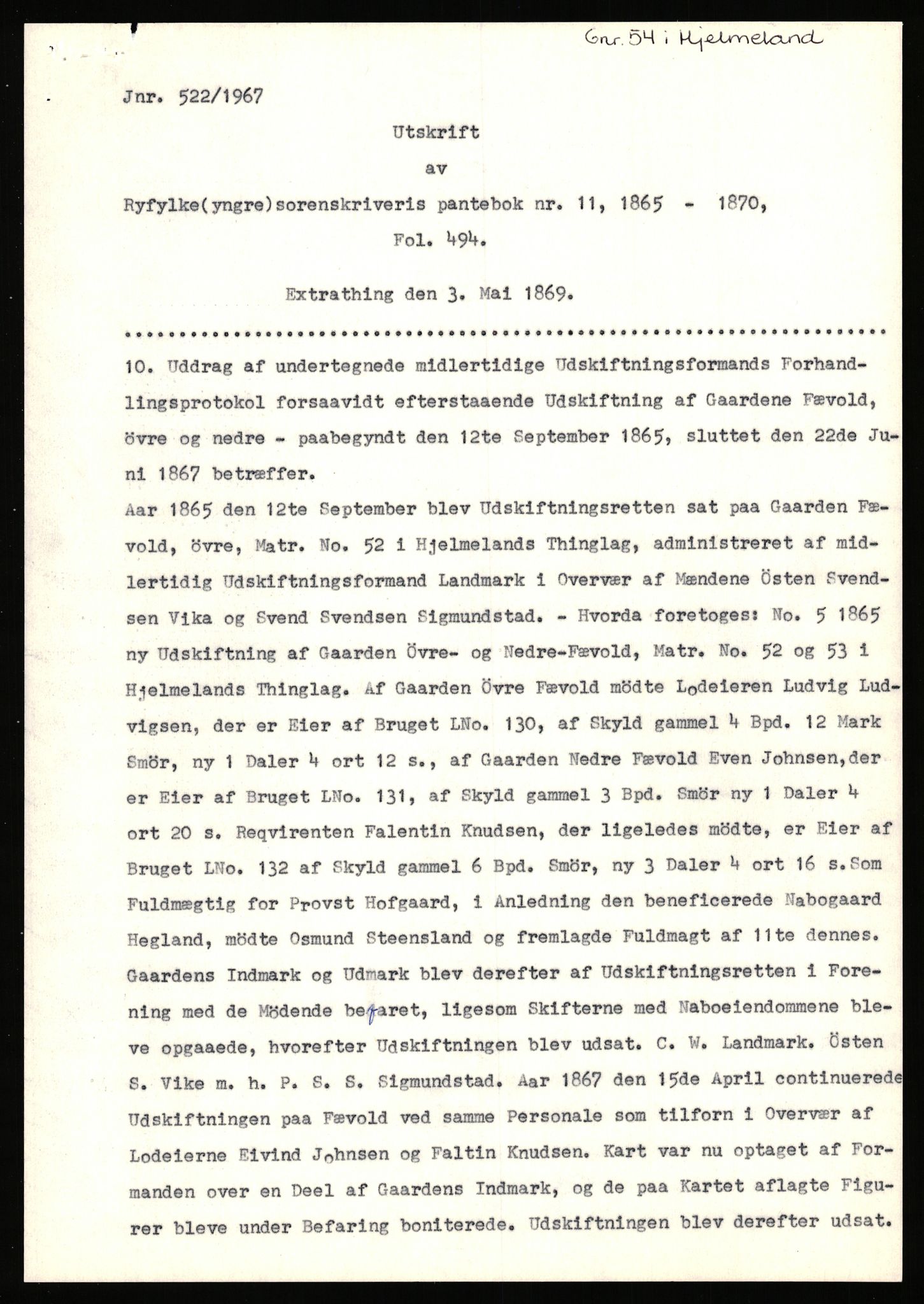 Statsarkivet i Stavanger, AV/SAST-A-101971/03/Y/Yj/L0020: Avskrifter sortert etter gårdsnavn: Fevold nedre - Fister øvre, 1750-1930, p. 12