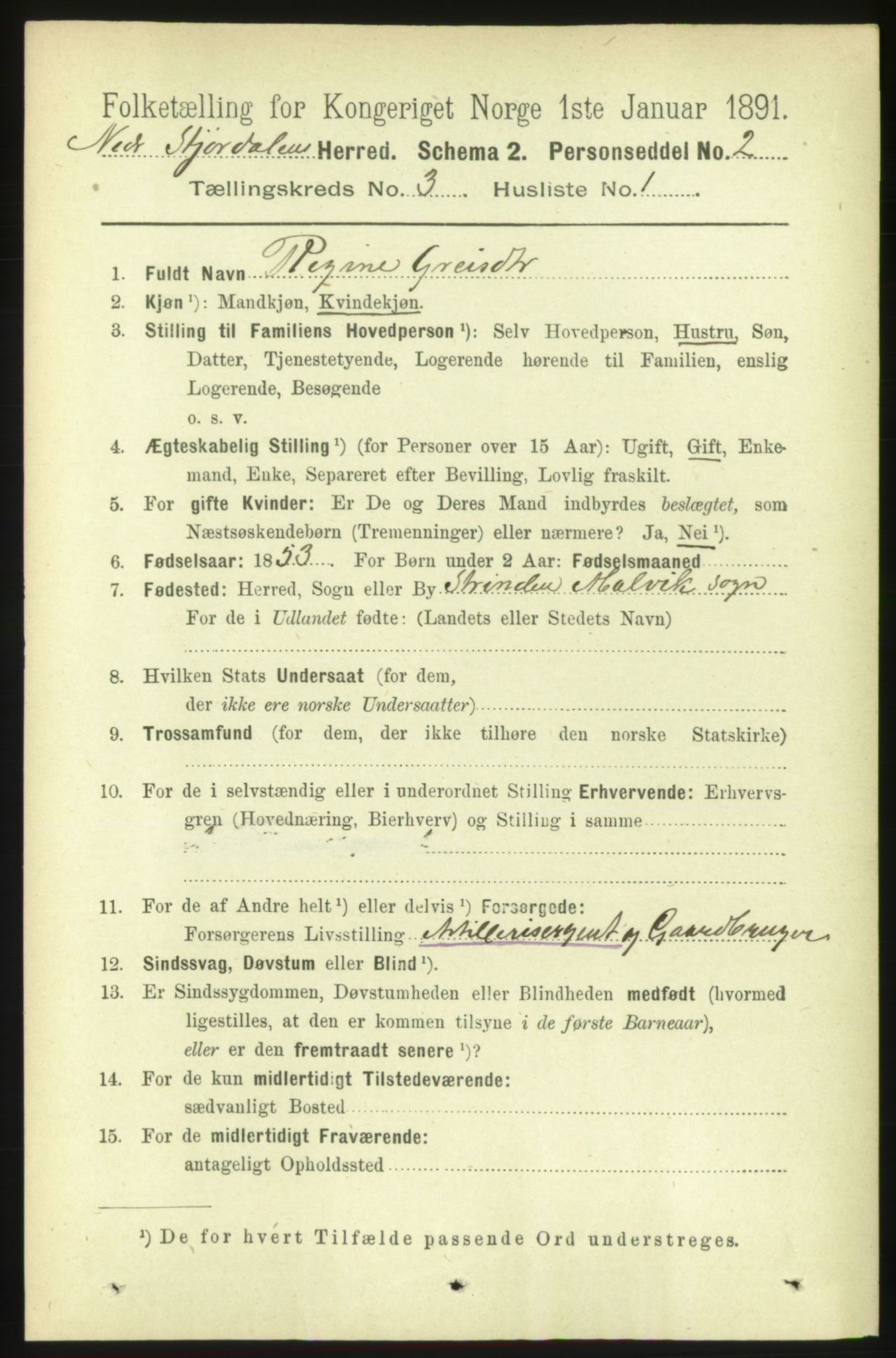 RA, 1891 census for 1714 Nedre Stjørdal, 1891, p. 1047