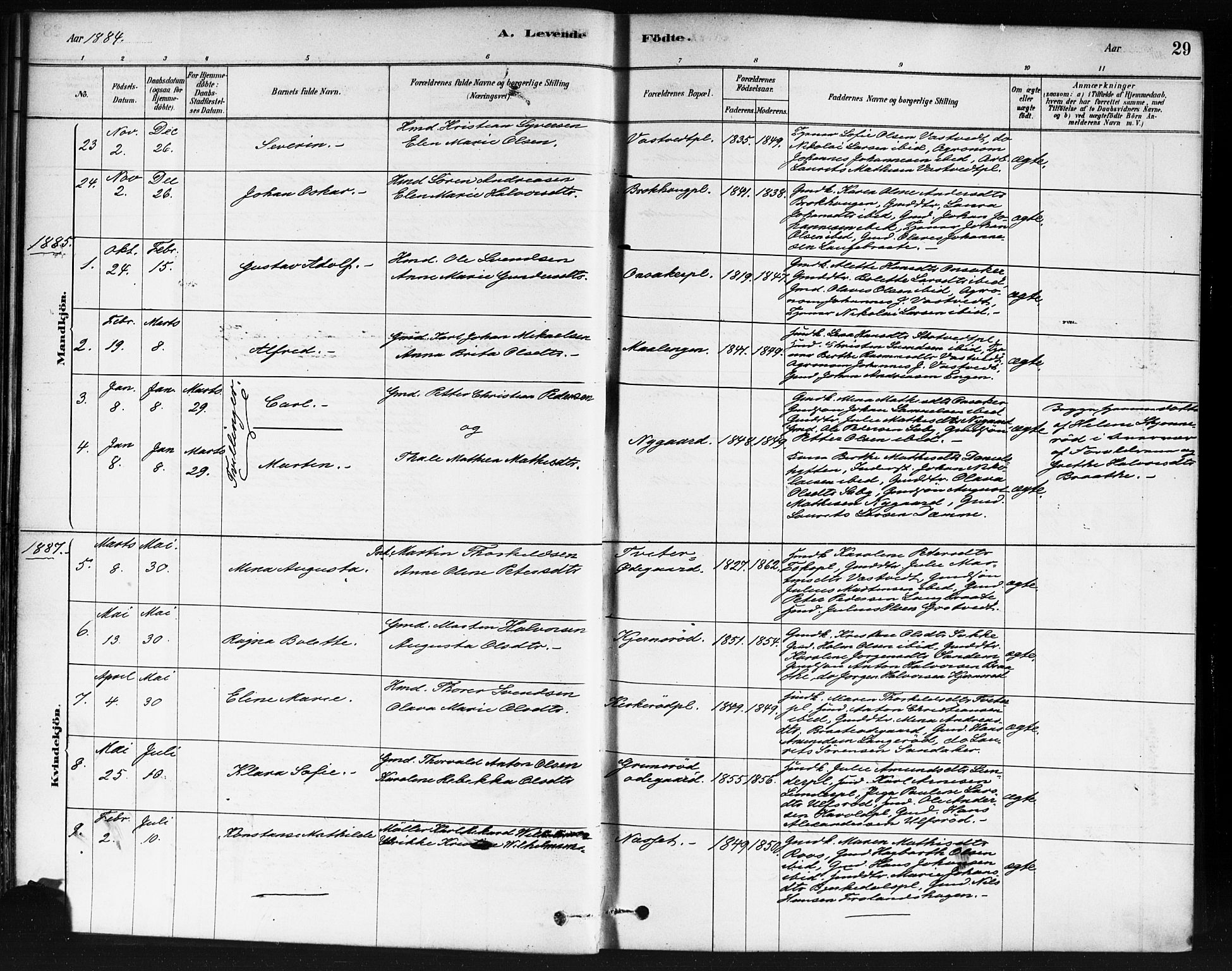 Våler prestekontor Kirkebøker, SAO/A-11083/F/Fb/L0001: Parish register (official) no. II 1, 1878-1896, p. 29