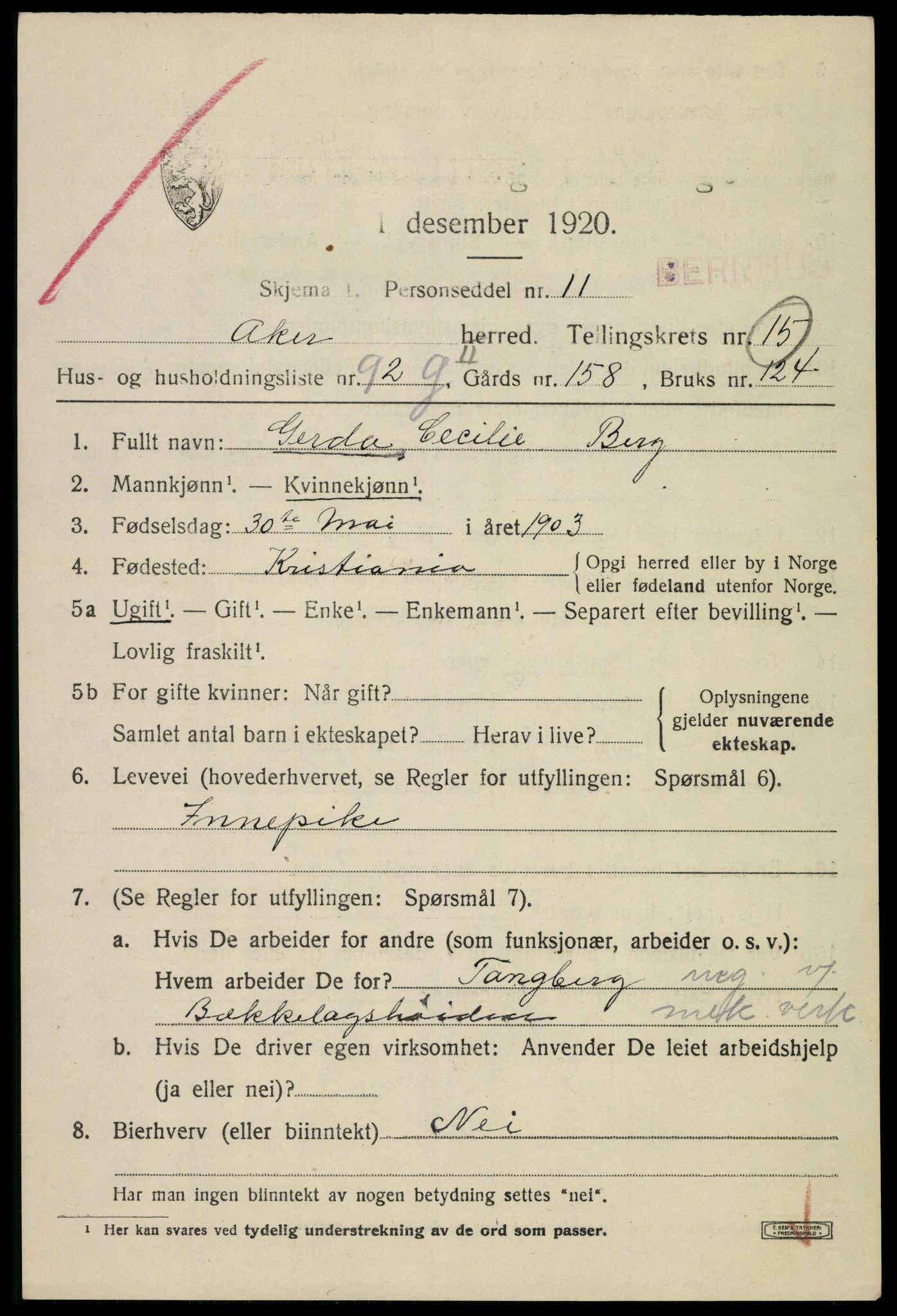 SAO, 1920 census for Aker, 1920, p. 93094