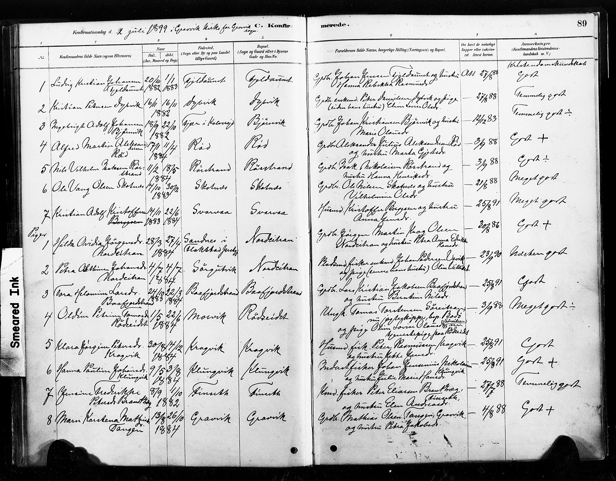 Ministerialprotokoller, klokkerbøker og fødselsregistre - Nord-Trøndelag, AV/SAT-A-1458/789/L0705: Parish register (official) no. 789A01, 1878-1910, p. 89