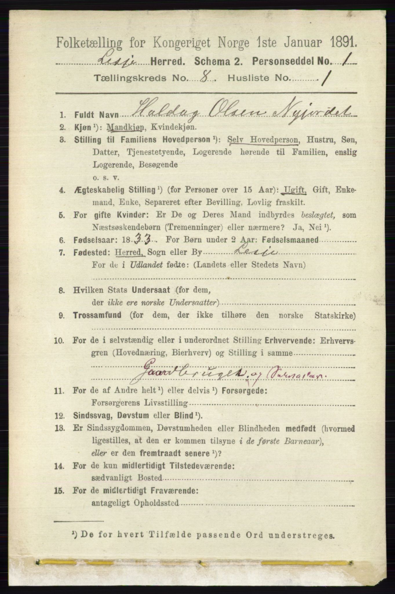 RA, 1891 census for 0512 Lesja, 1891, p. 2990