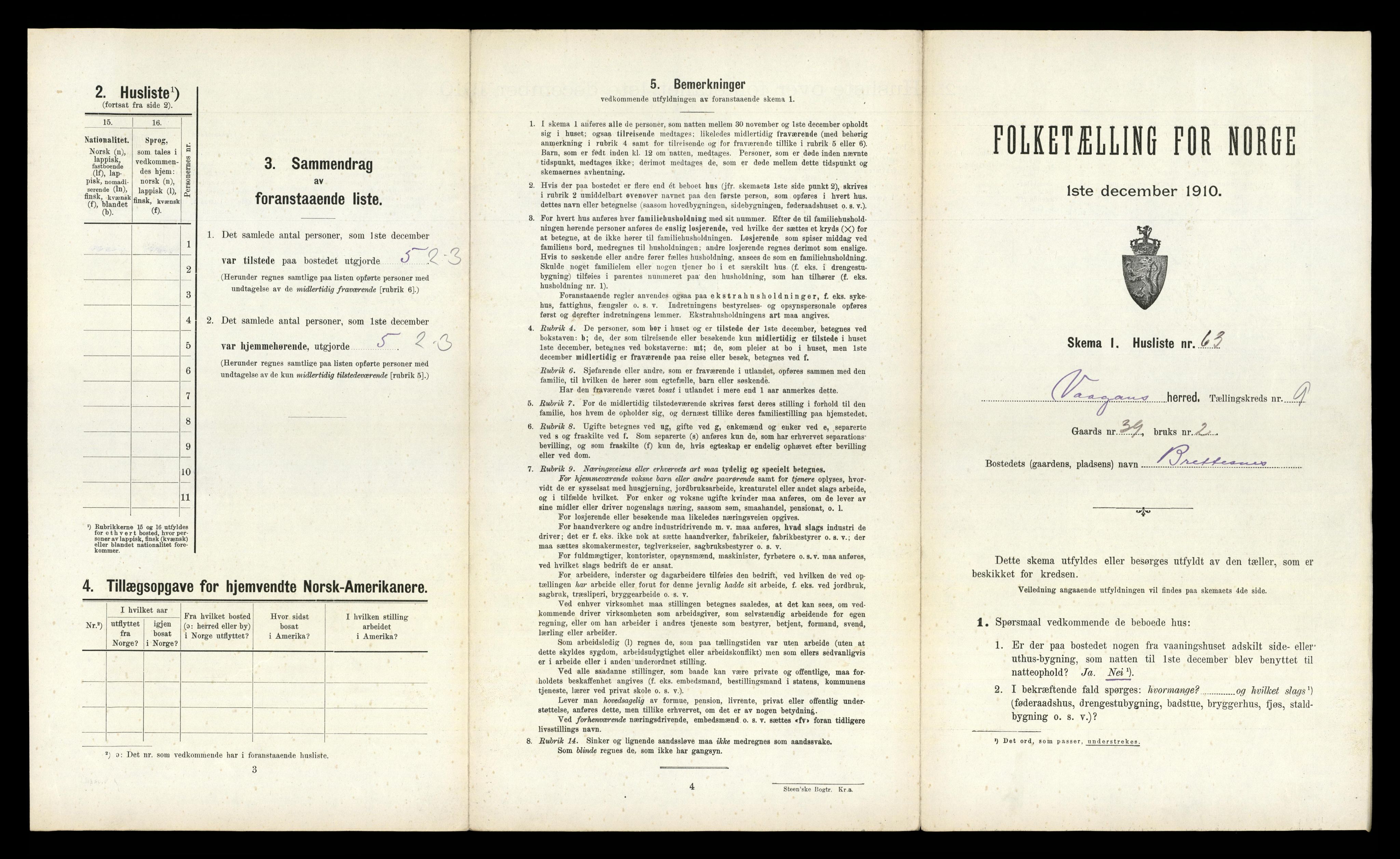 RA, 1910 census for Vågan, 1910, p. 1541